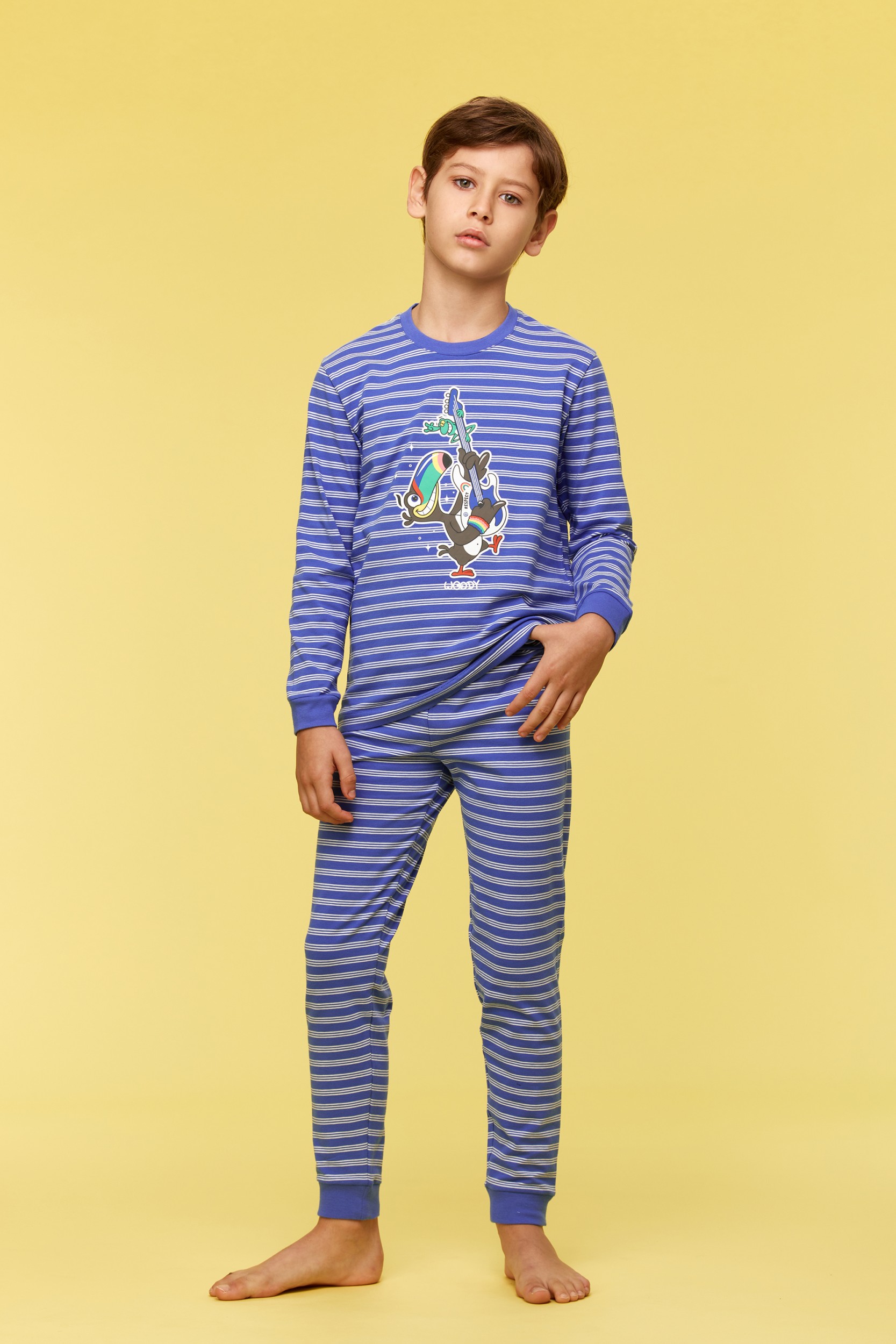 Woody Jongens Heren Pyjama Blauw Nuit De Folie