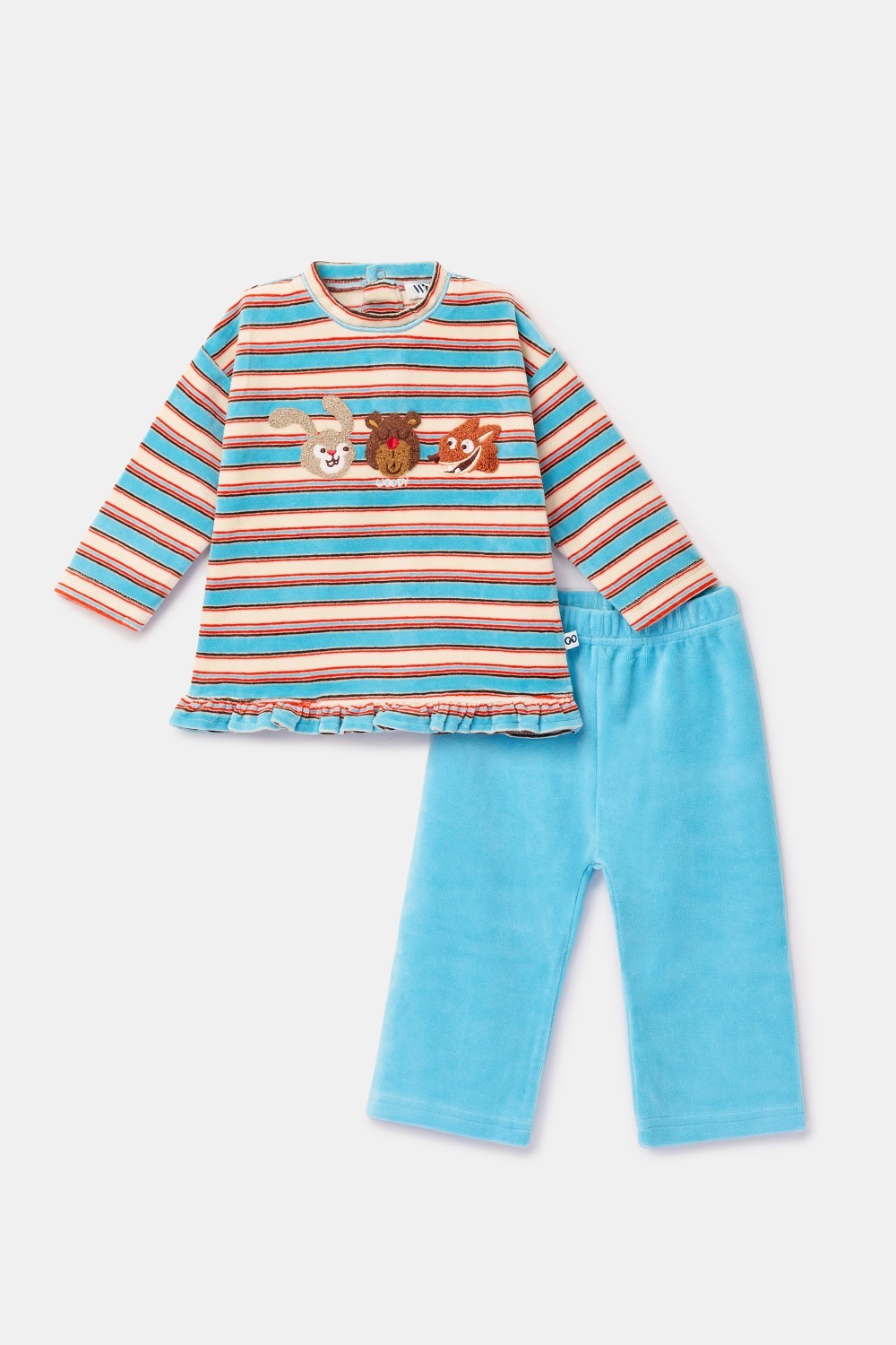 Blauw-bruine pyjama van velours