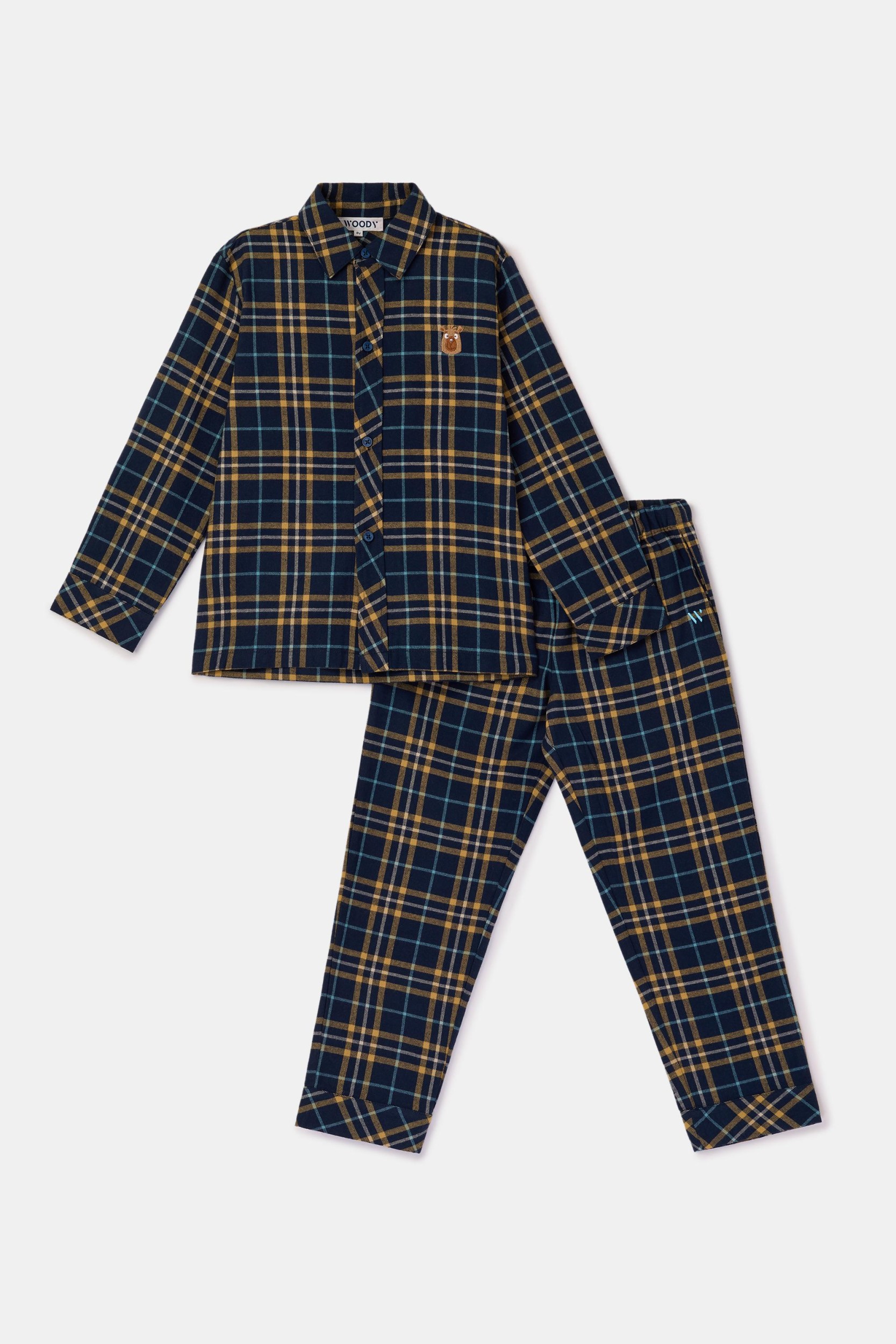 Blauw-gele pyjama van geweven katoen