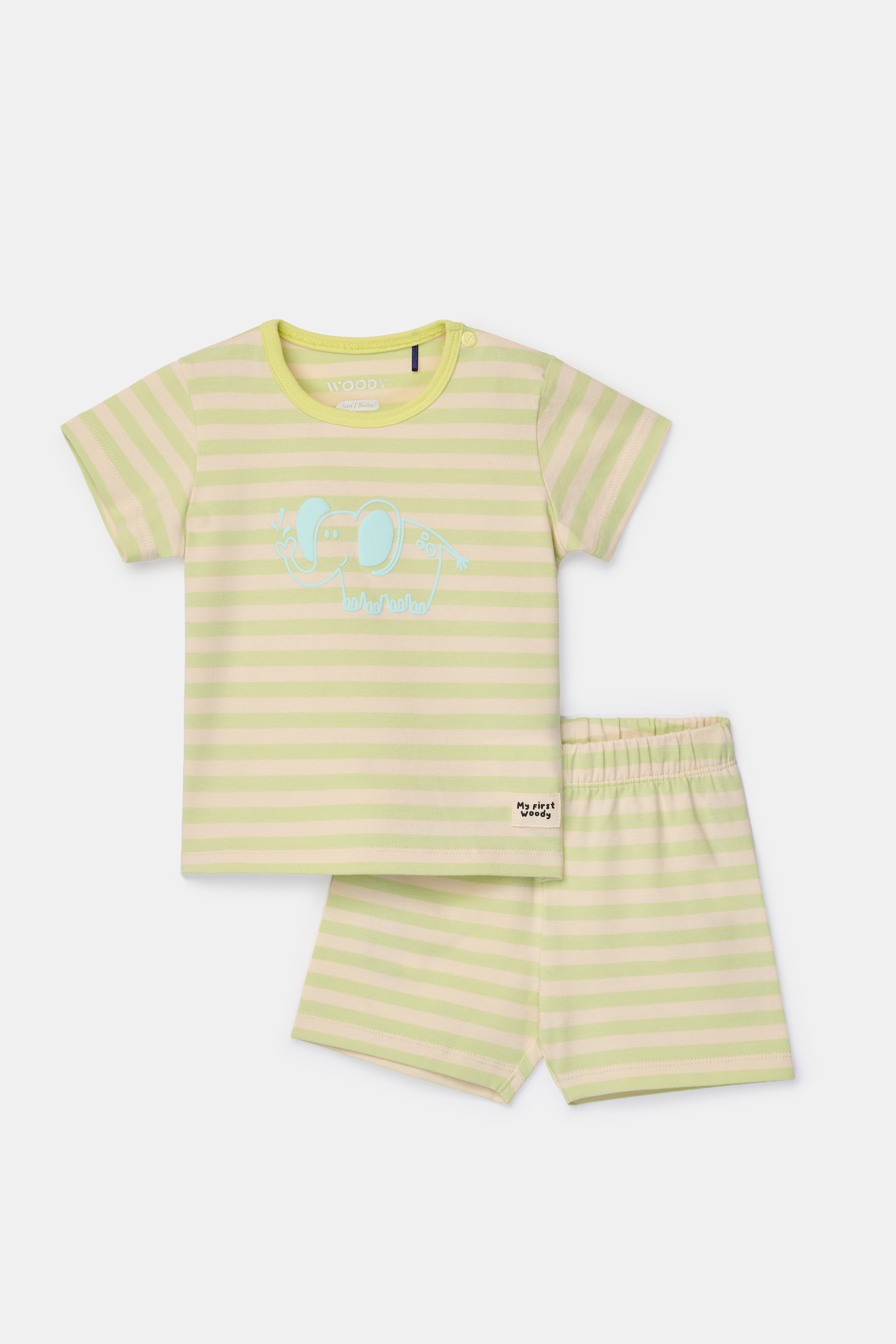 Blauw-groen gestreepte pyjama van soepel katoen