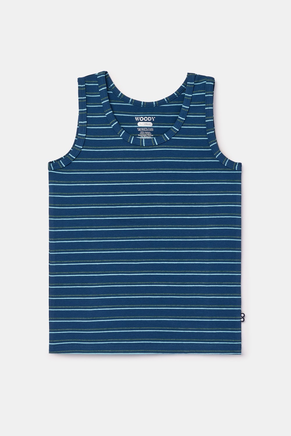 Blauw-groen gestreepte singlet van rekbaar katoen