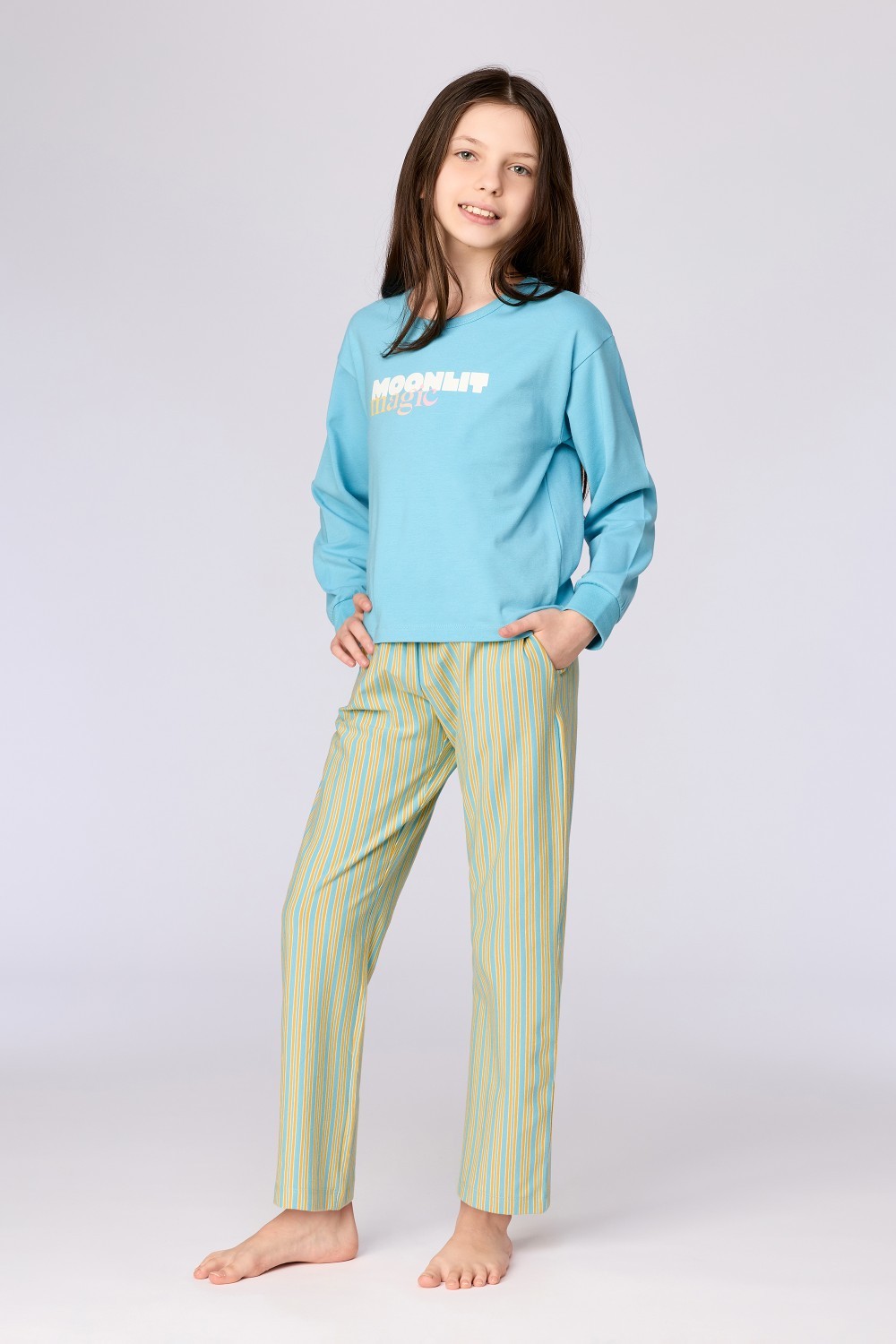 Blauw-groene pyjama van katoen