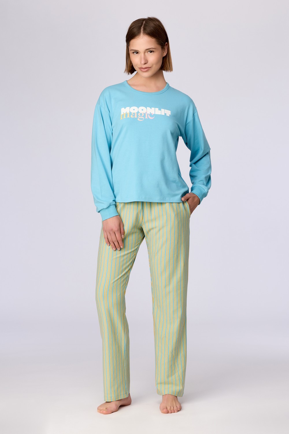 Blauw-groene pyjama van katoen
