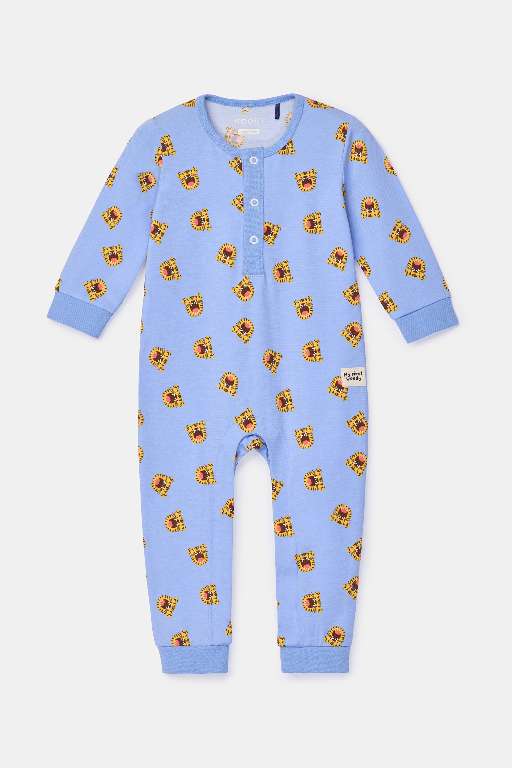 Blauw kruippakje van soepel katoen