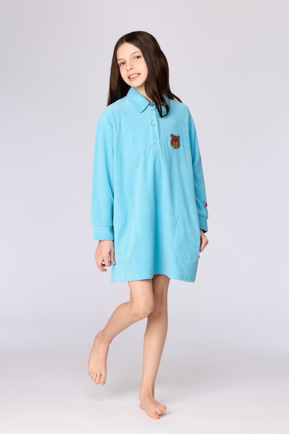 Blauw slaapkleed van velours