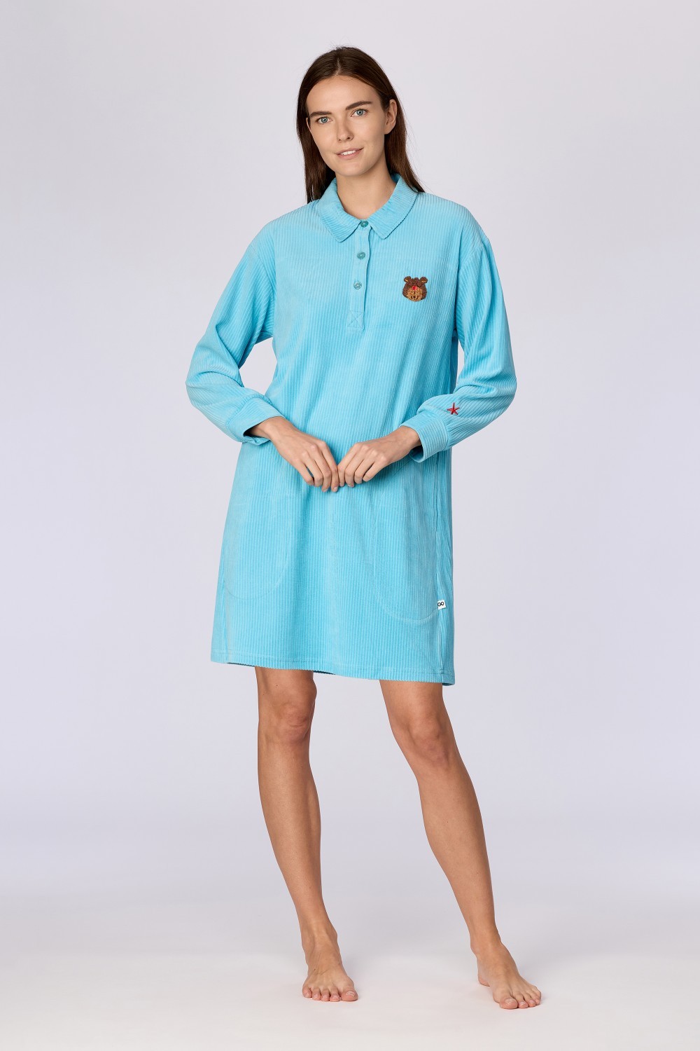 Blauw slaapkleed van velours