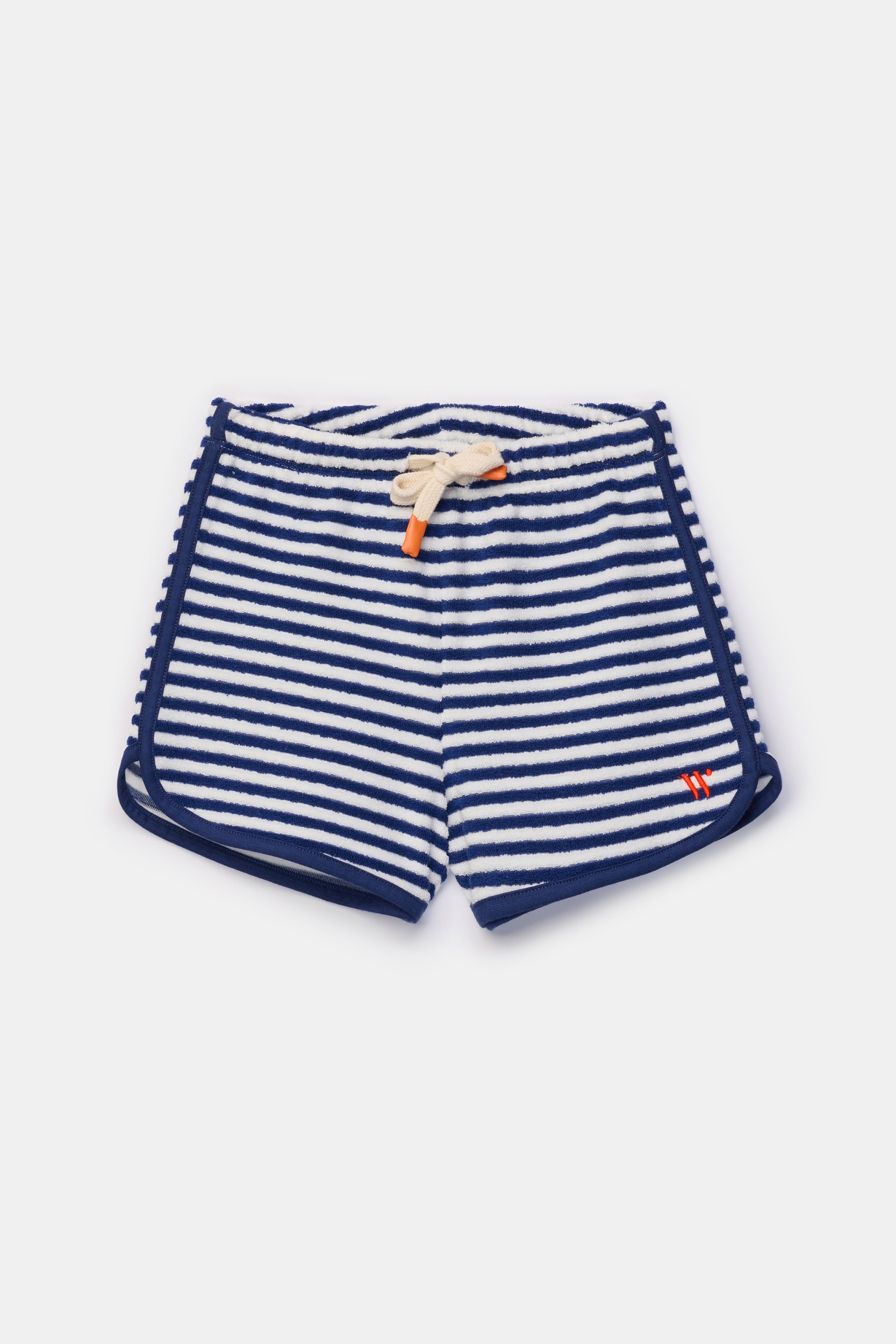 Blauw-wit gestreepte short van badstof