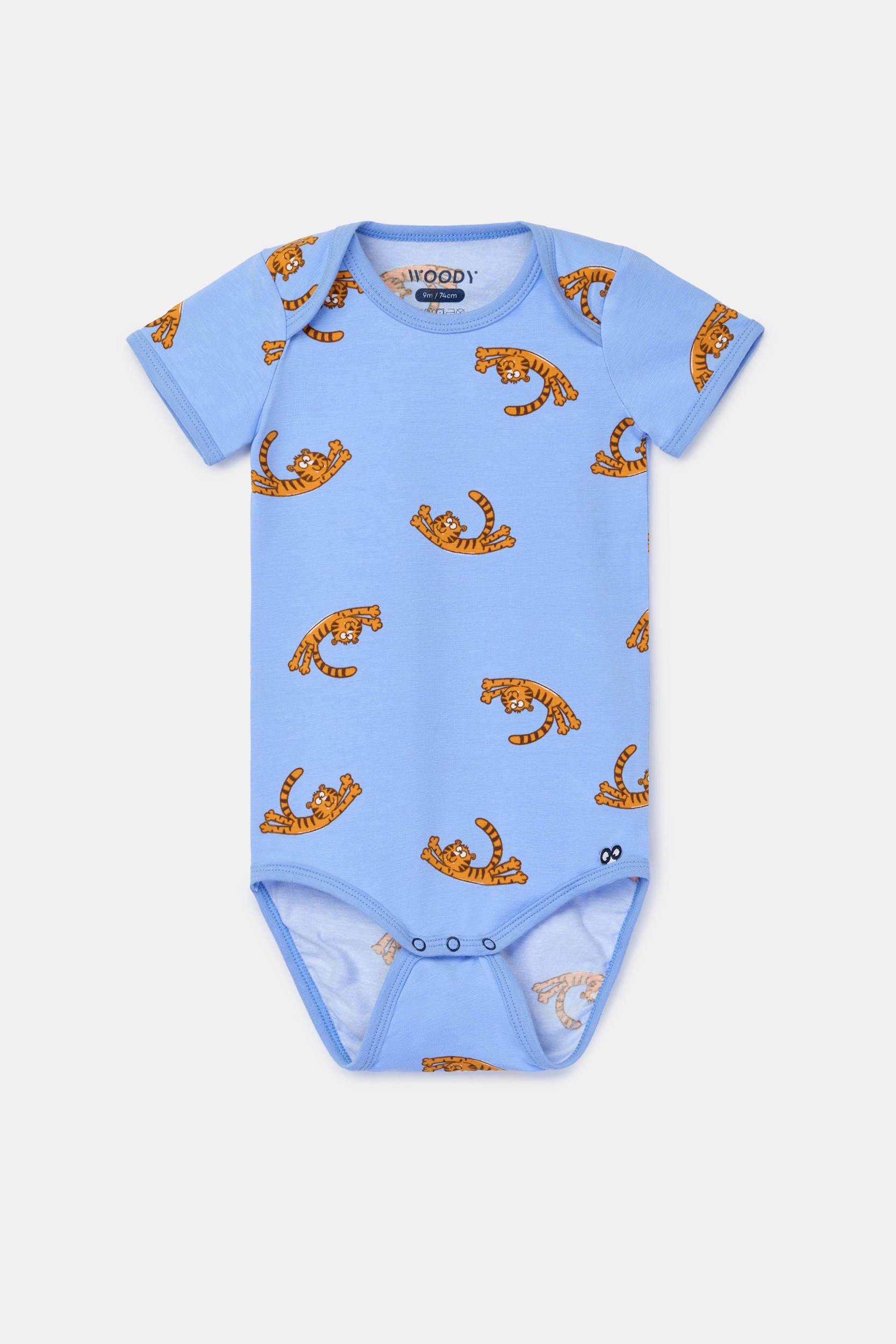 Blauwe body met korte mouwen van soepel katoen