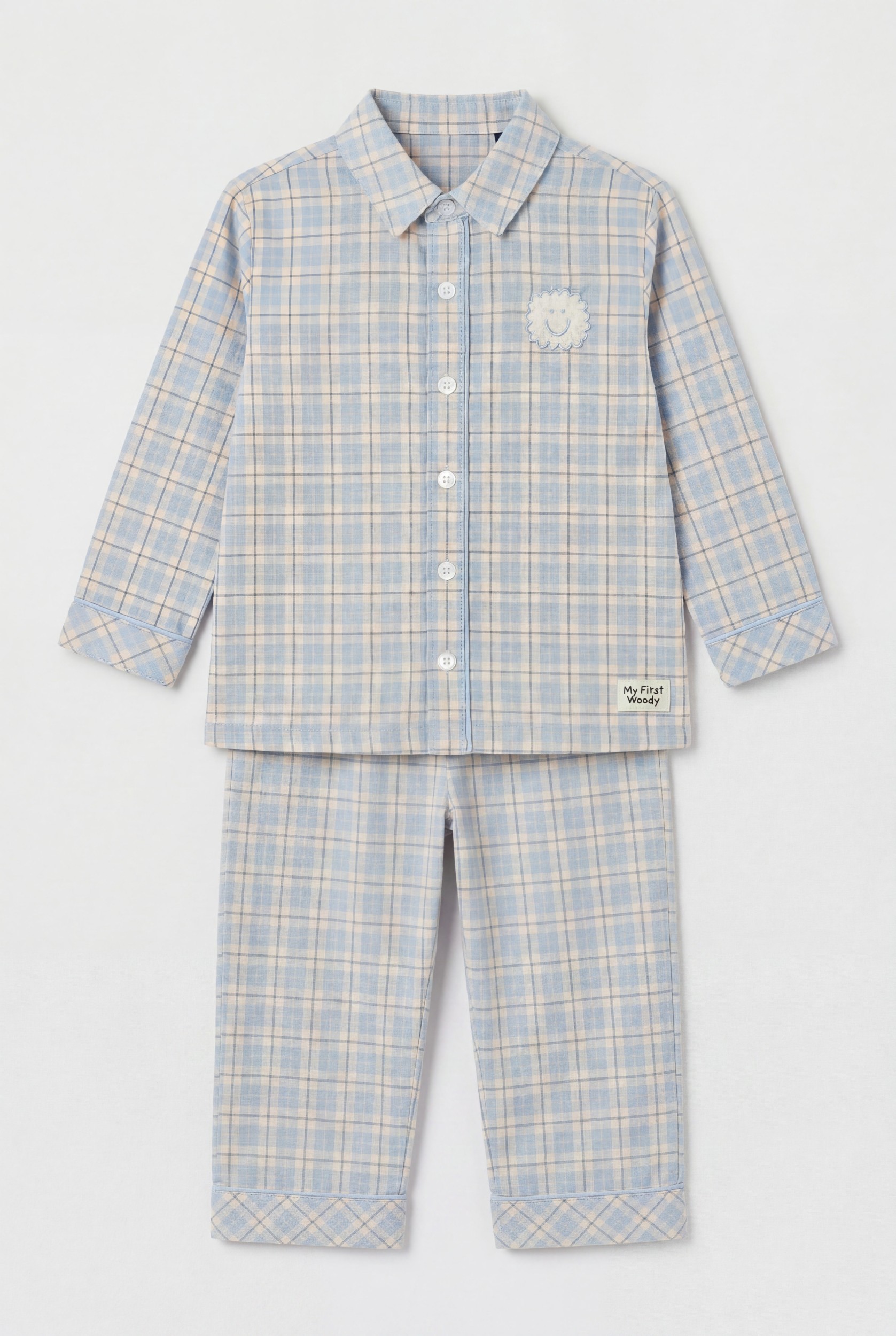 Blauwe geruite pyjama van katoen