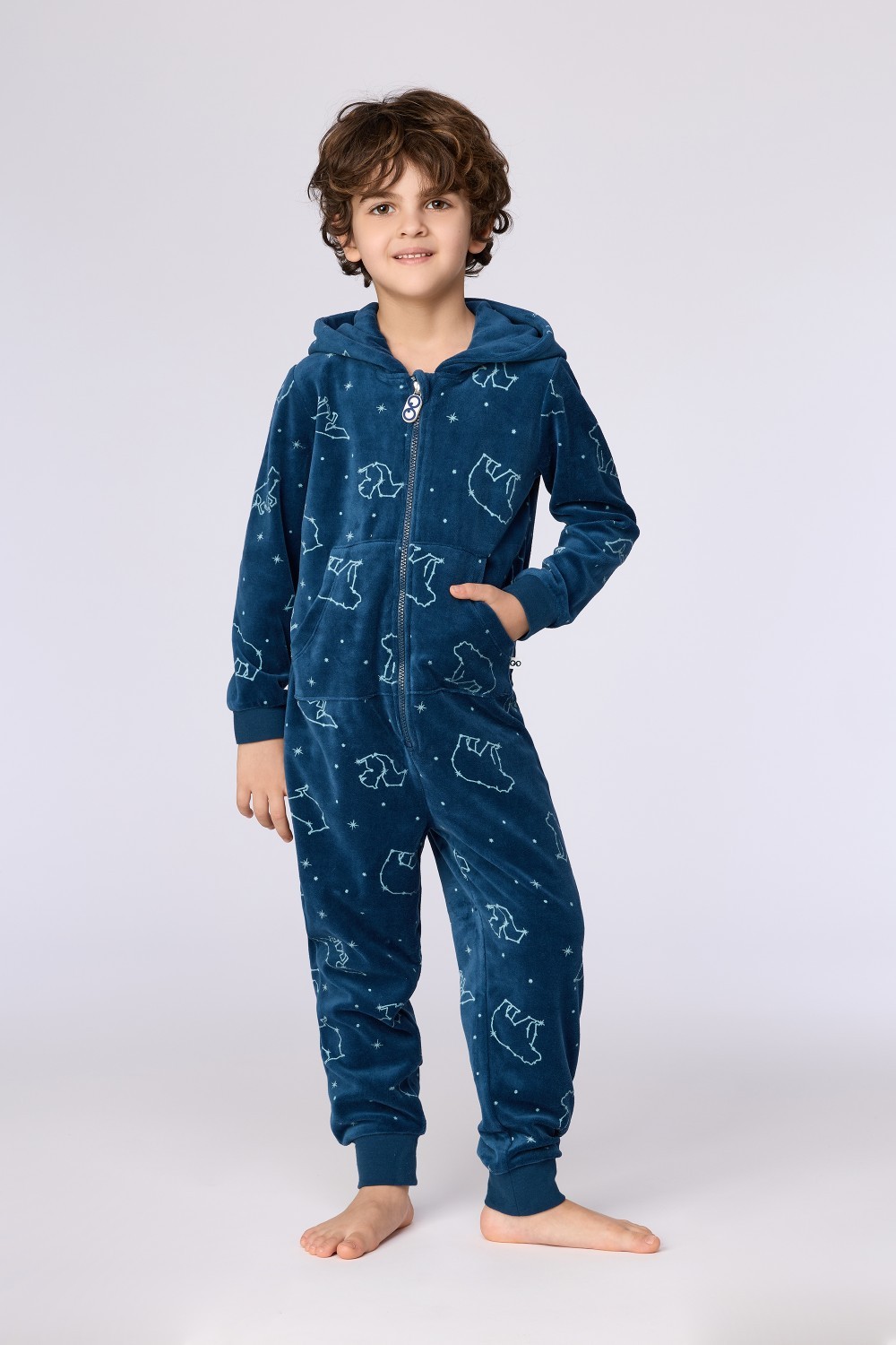 Blauwe onesie van velours