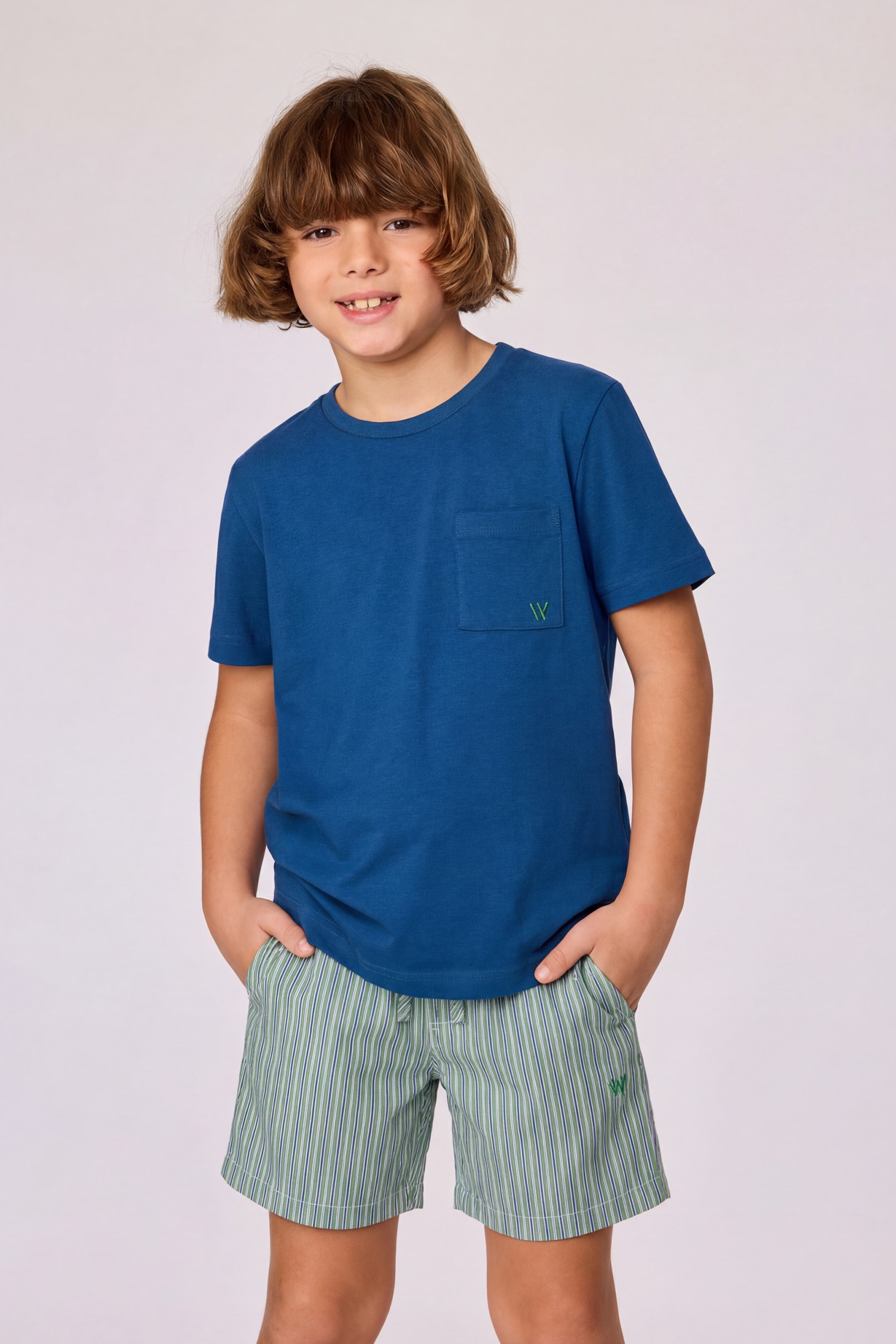 Blauwe pyjama van geweven katoen