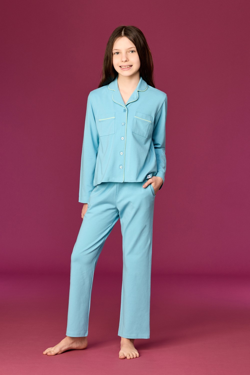 Blauwe pyjama van katoen