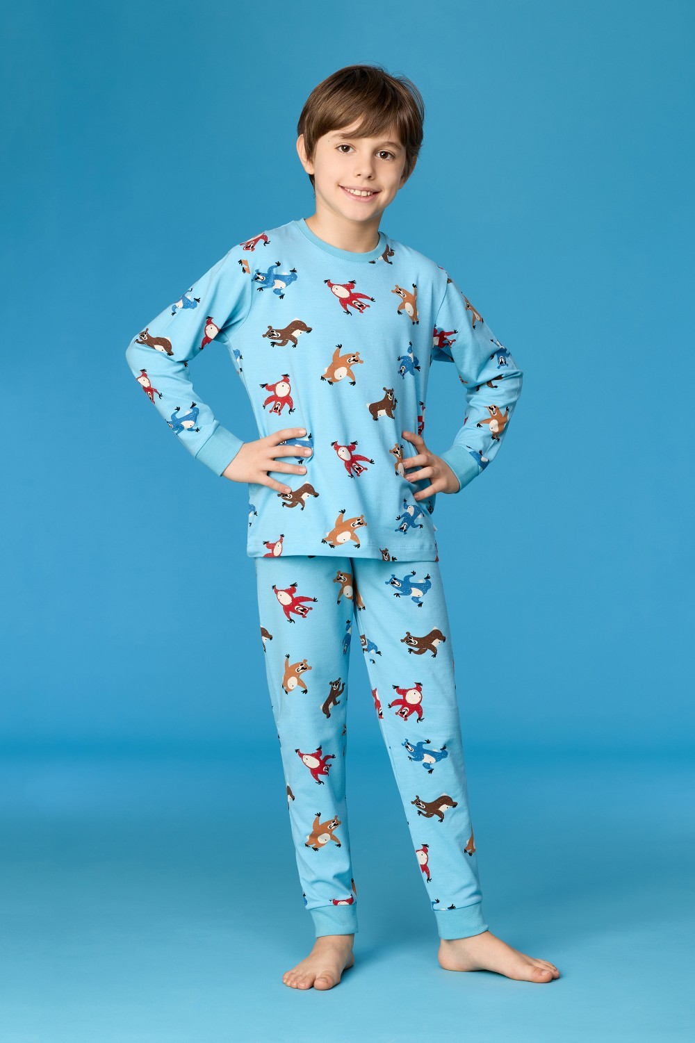 Blauwe pyjama van katoen
