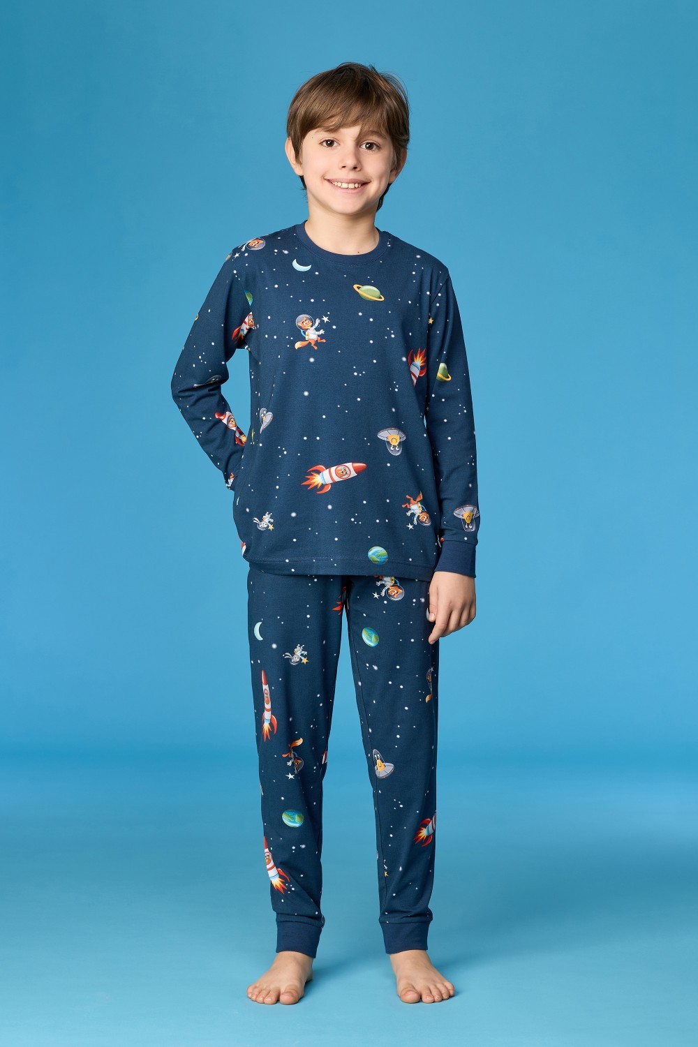 Blauwe pyjama van katoen