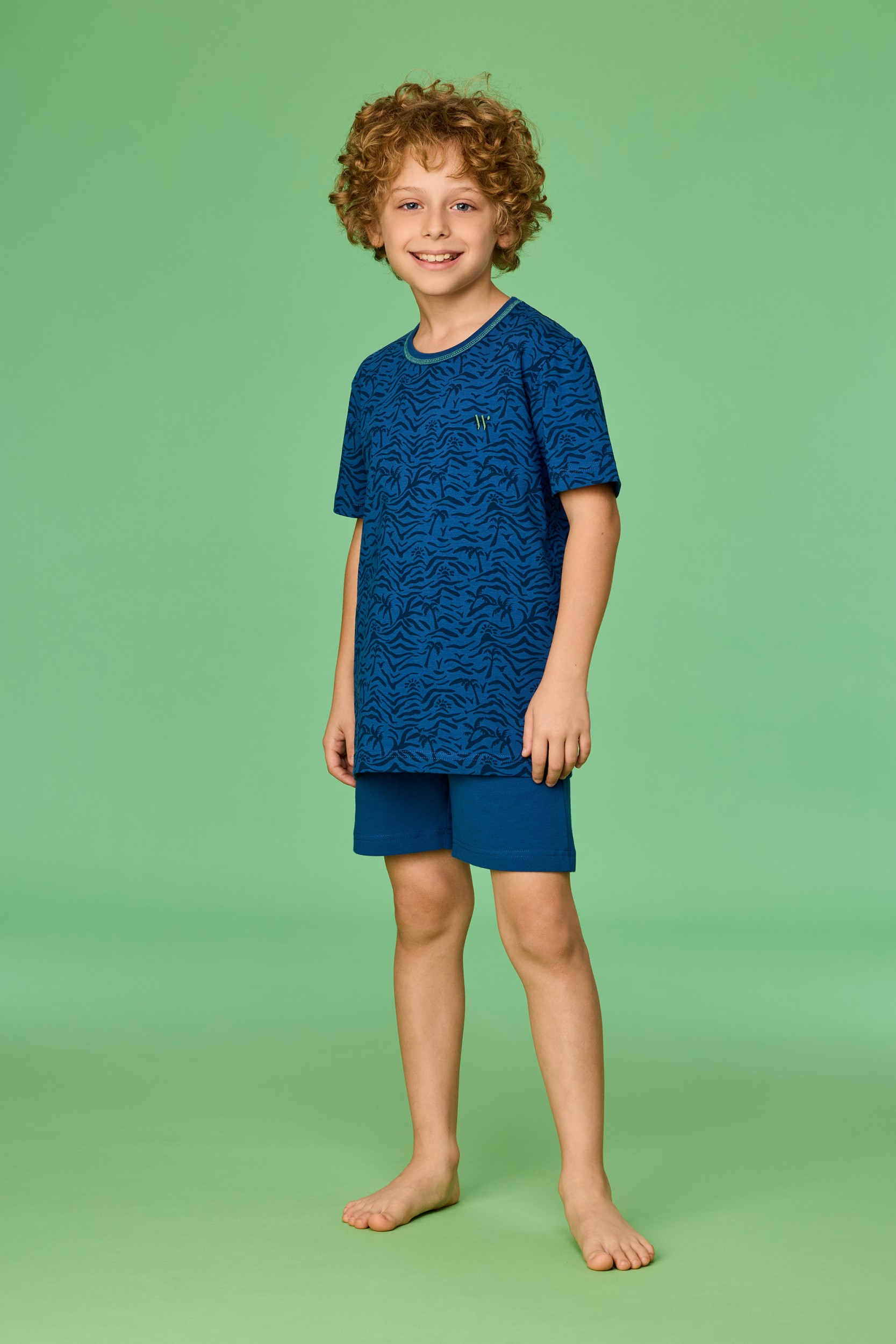 Blauwe pyjama van soepel katoen