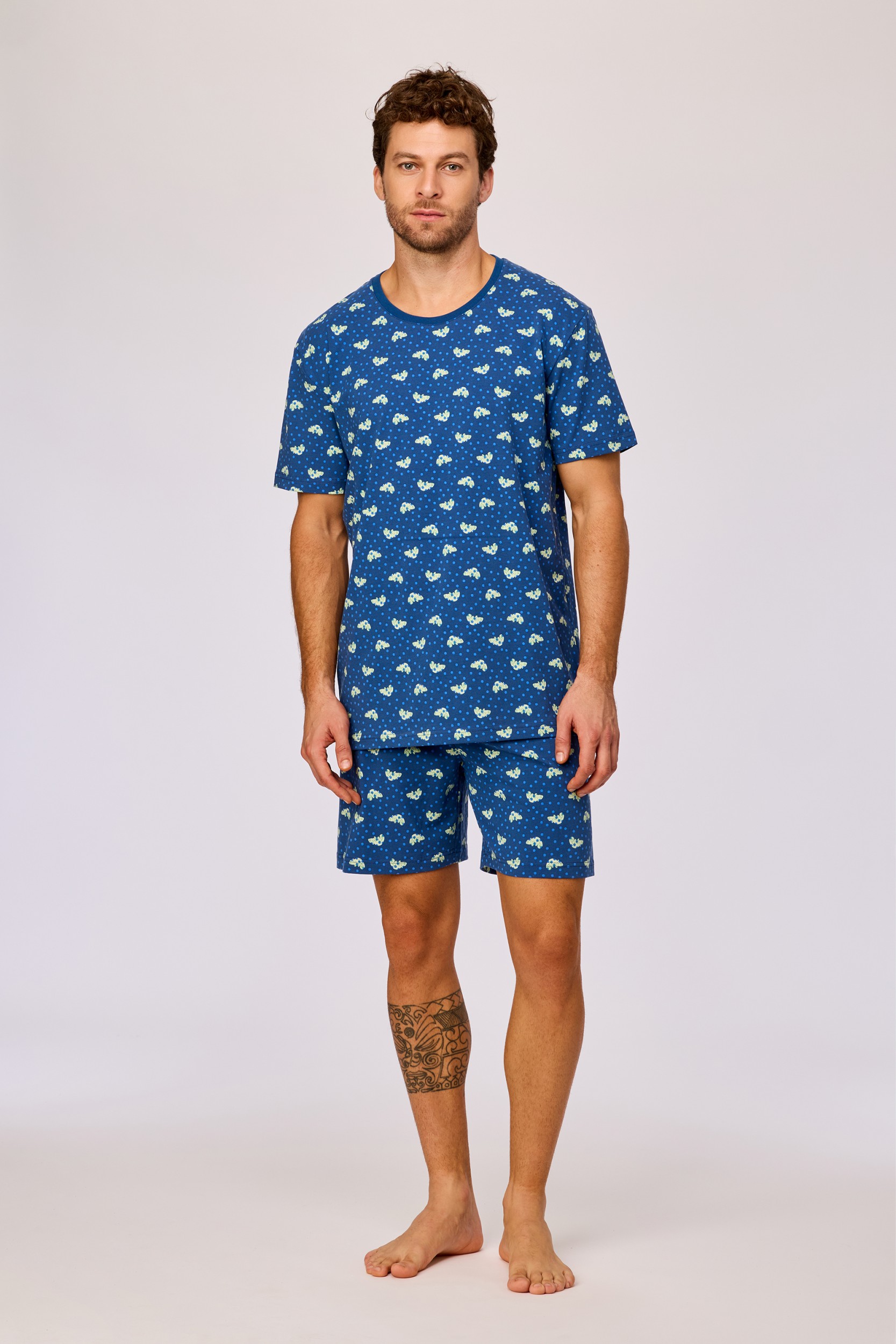 Blauwe pyjama van soepel katoen