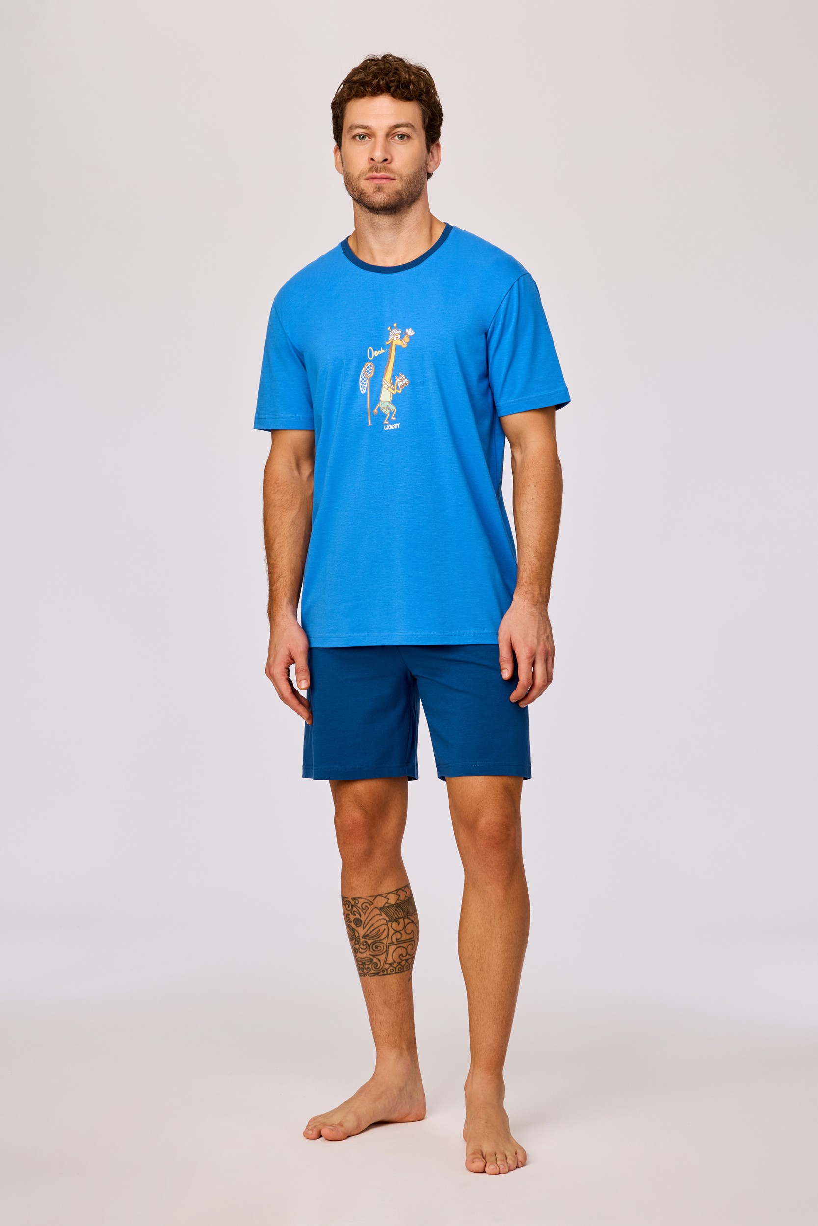 Blauwe pyjama van soepel katoen