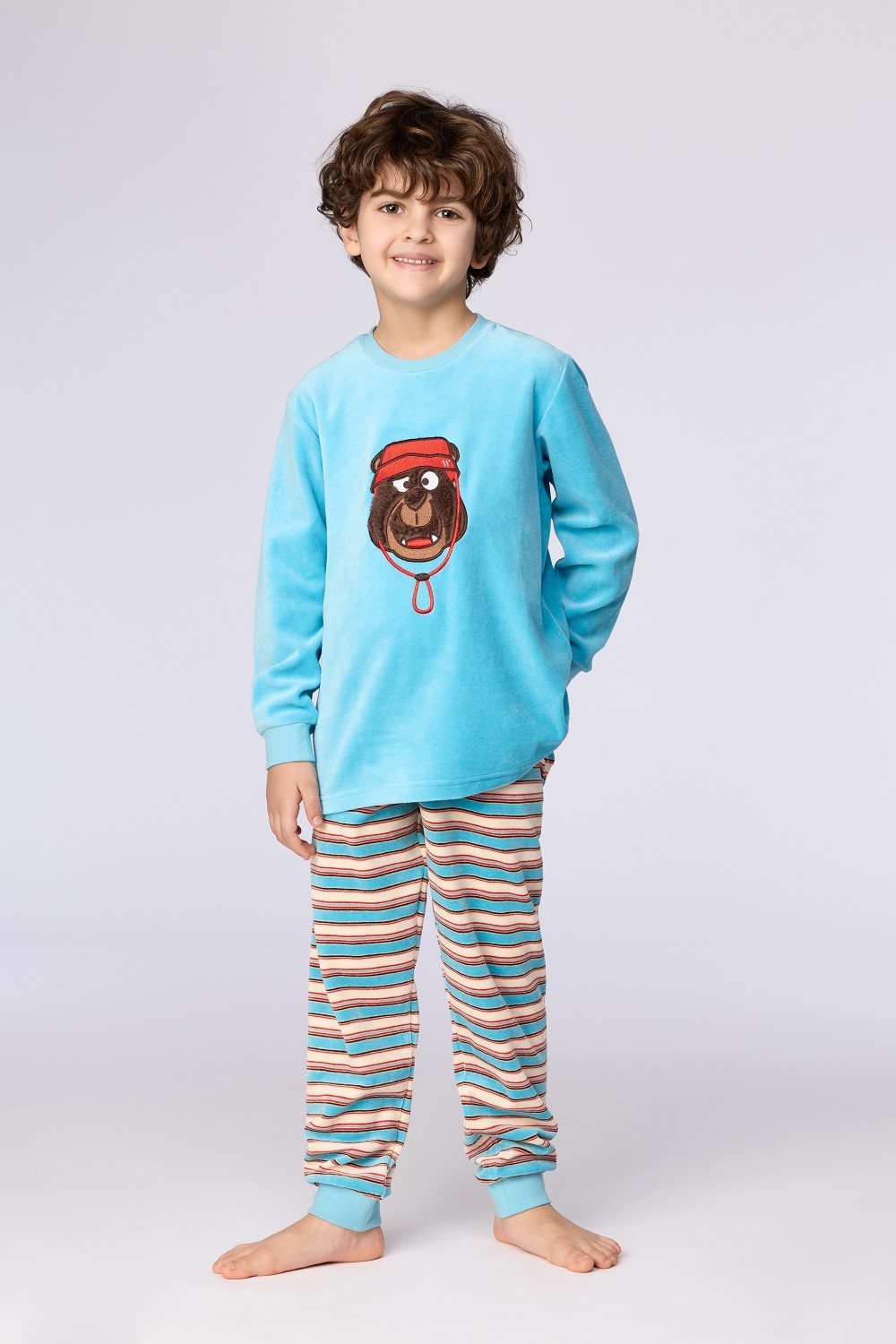 Blauwe pyjama van velours