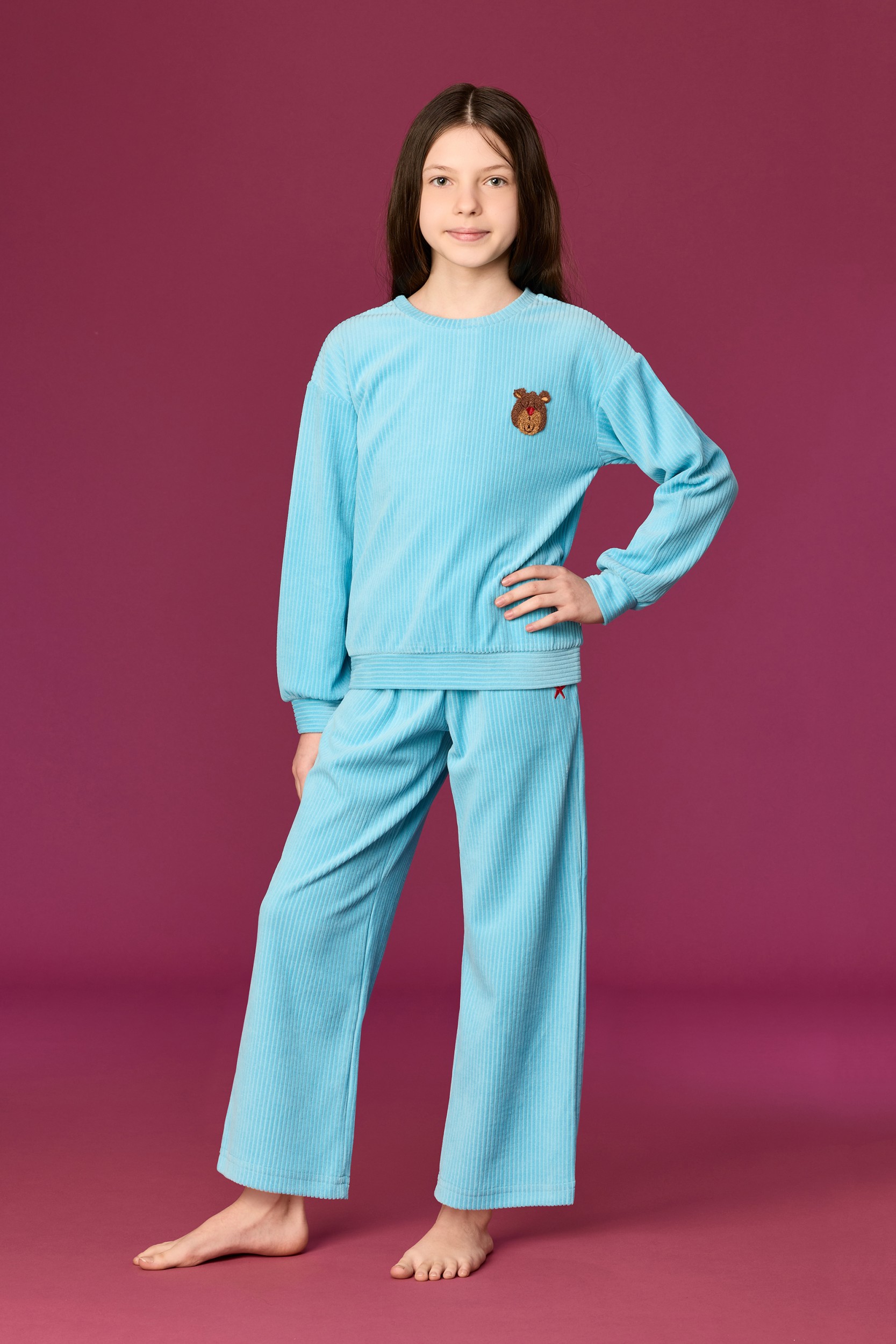 Blauwe pyjama van velours