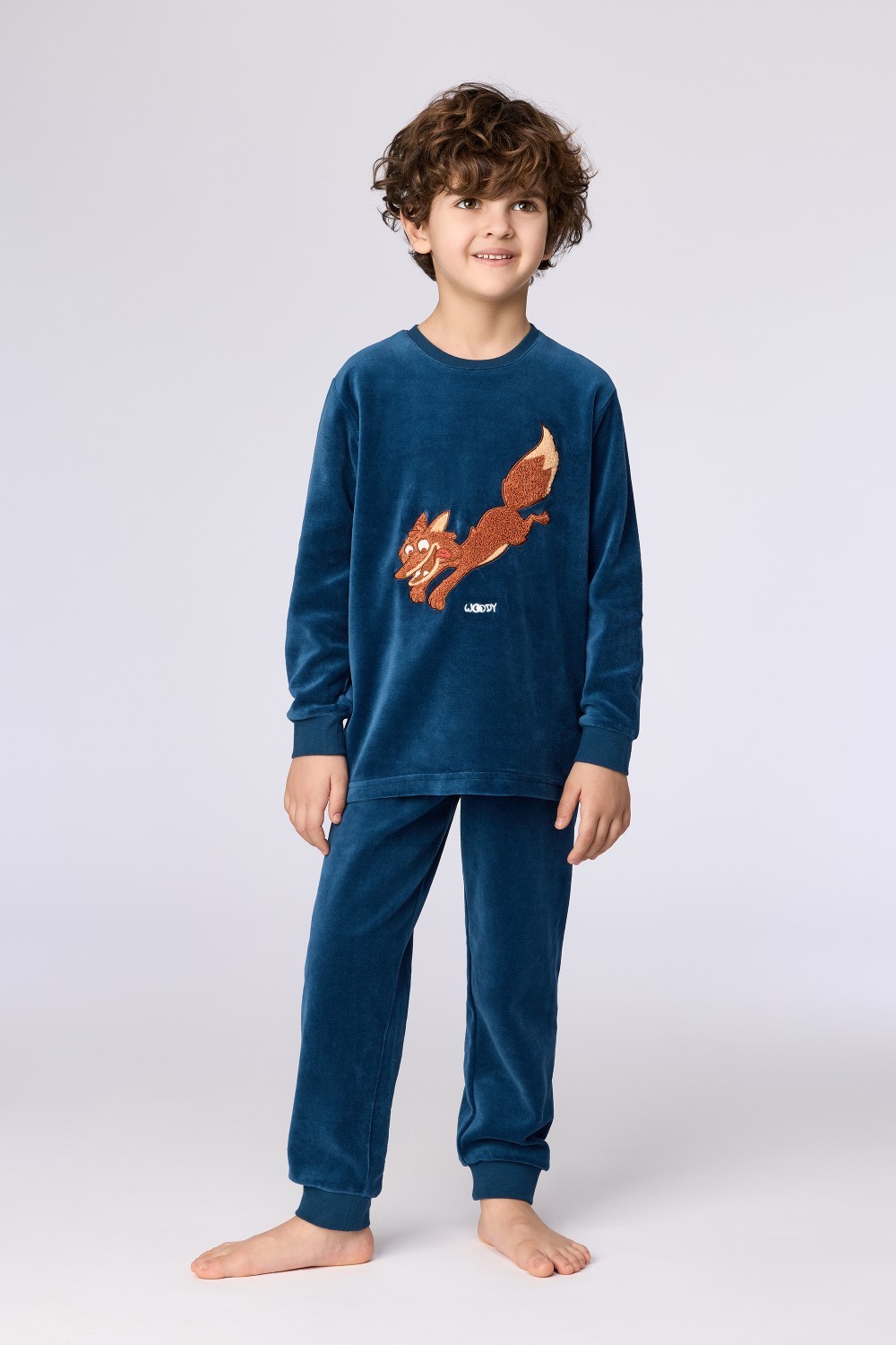 Blauwe pyjama van velours