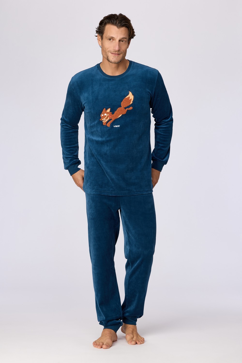 Blauwe pyjama van velours