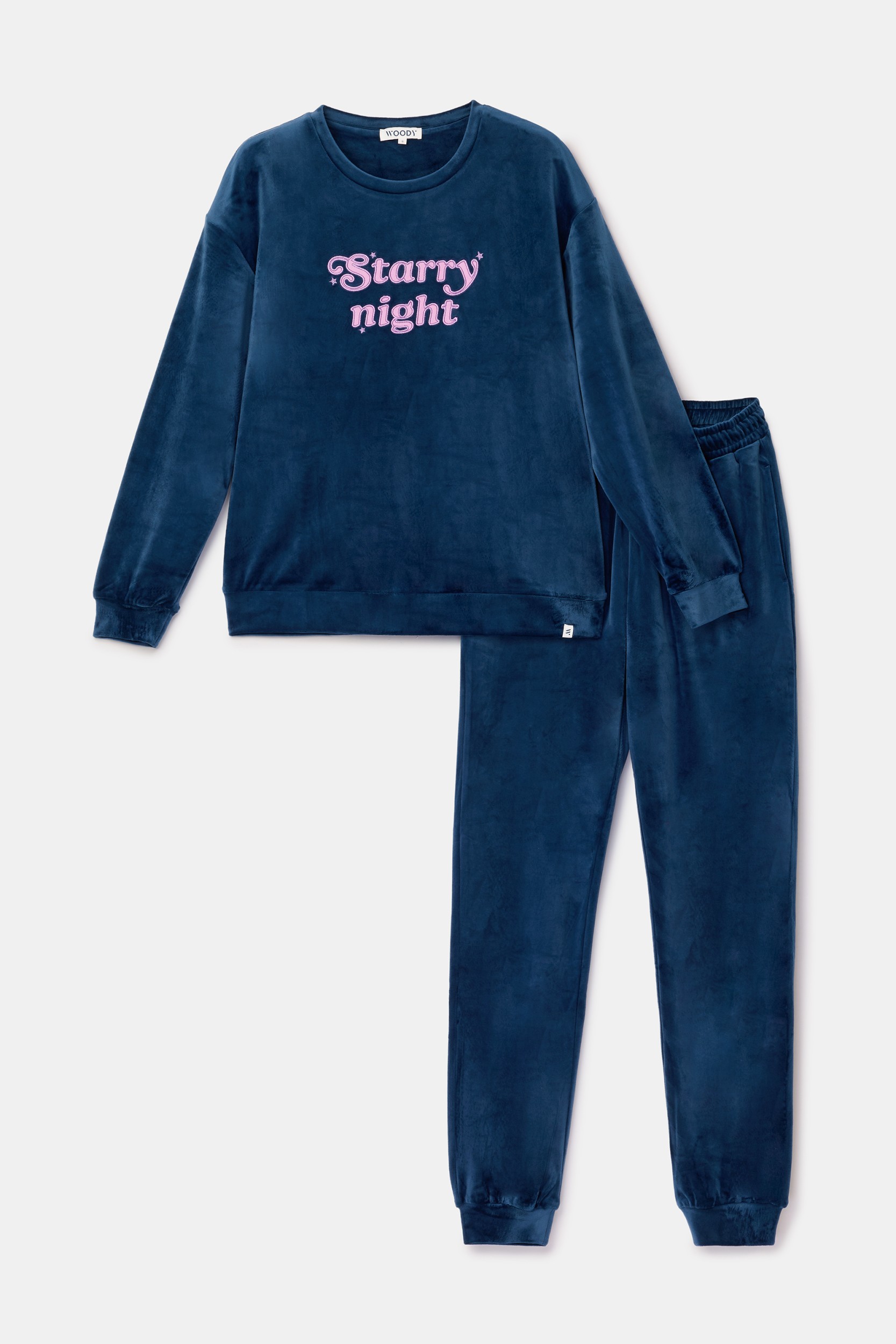 Blauwe pyjama van velours