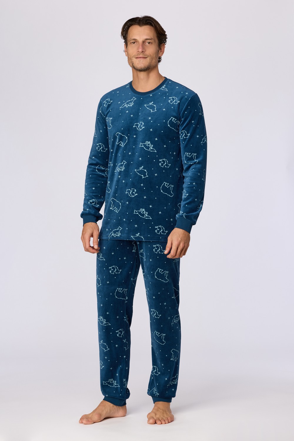 Blauwe pyjama van velours