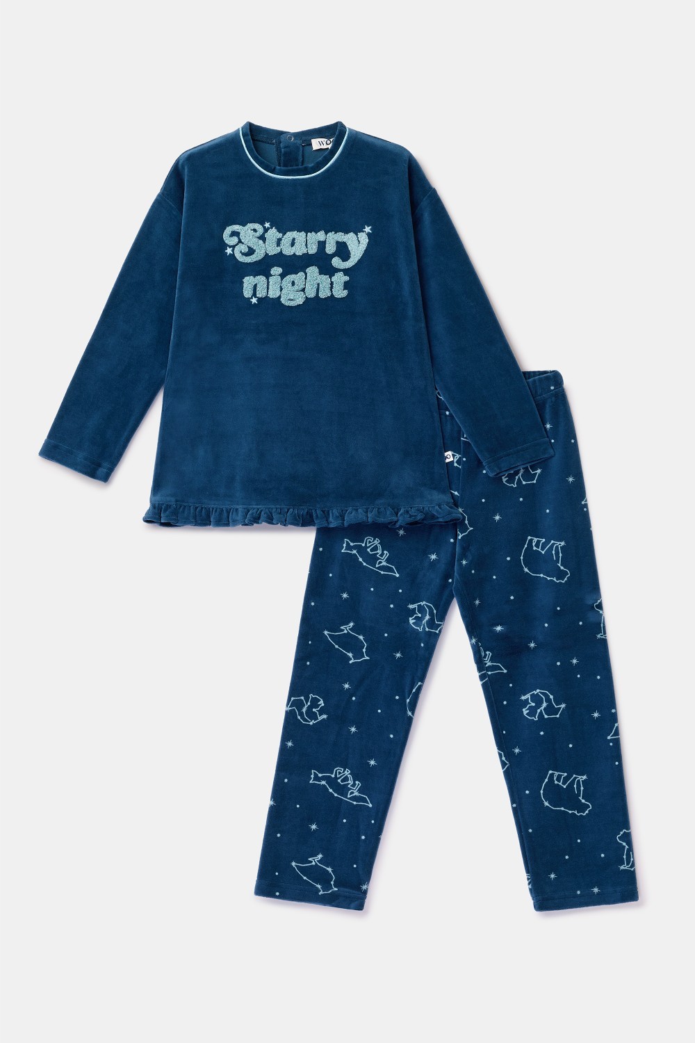 Blauwe pyjama van velours