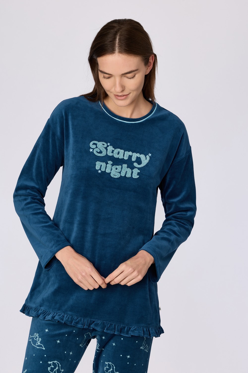 Blauwe pyjama van velours