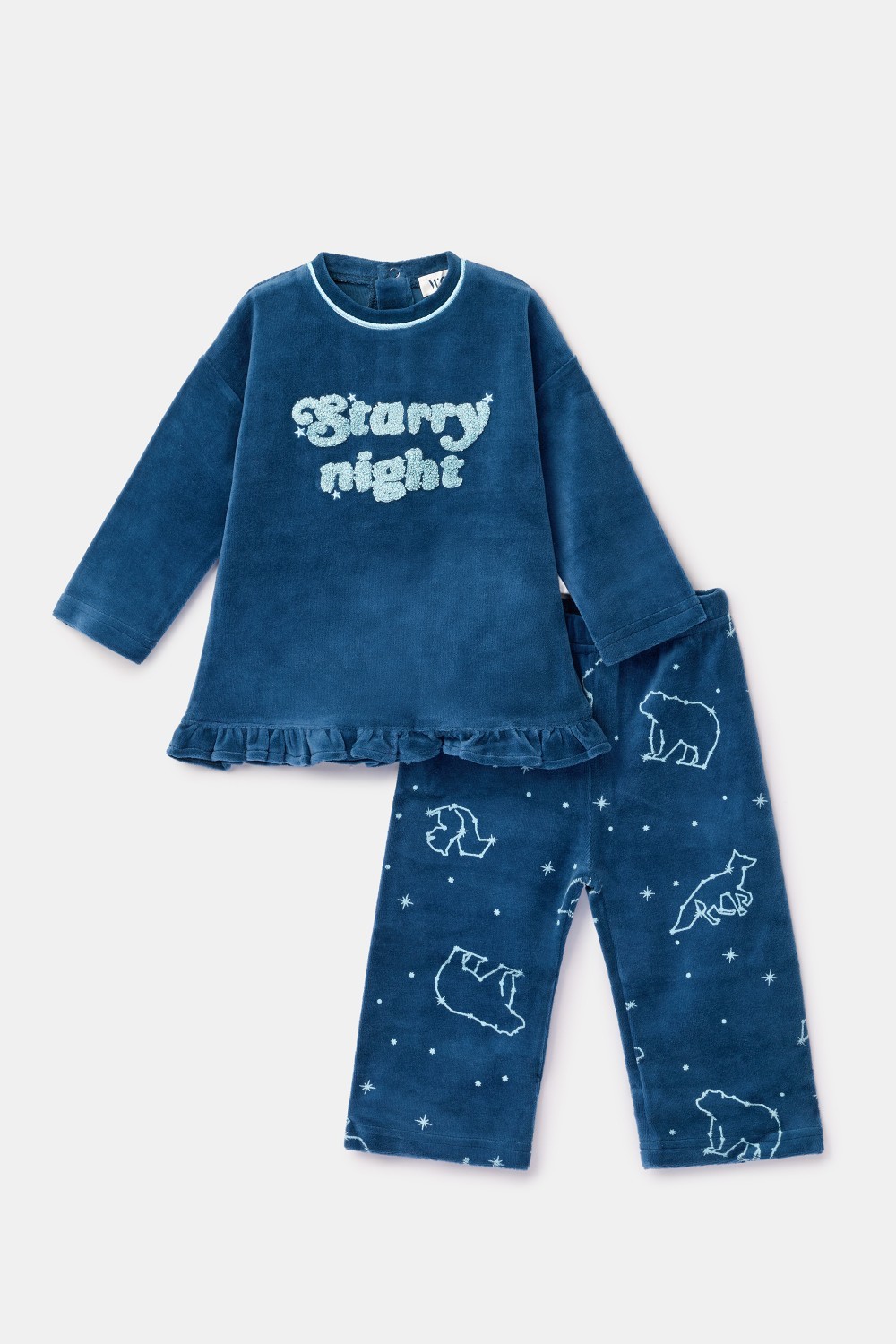 Blauwe pyjama van velours