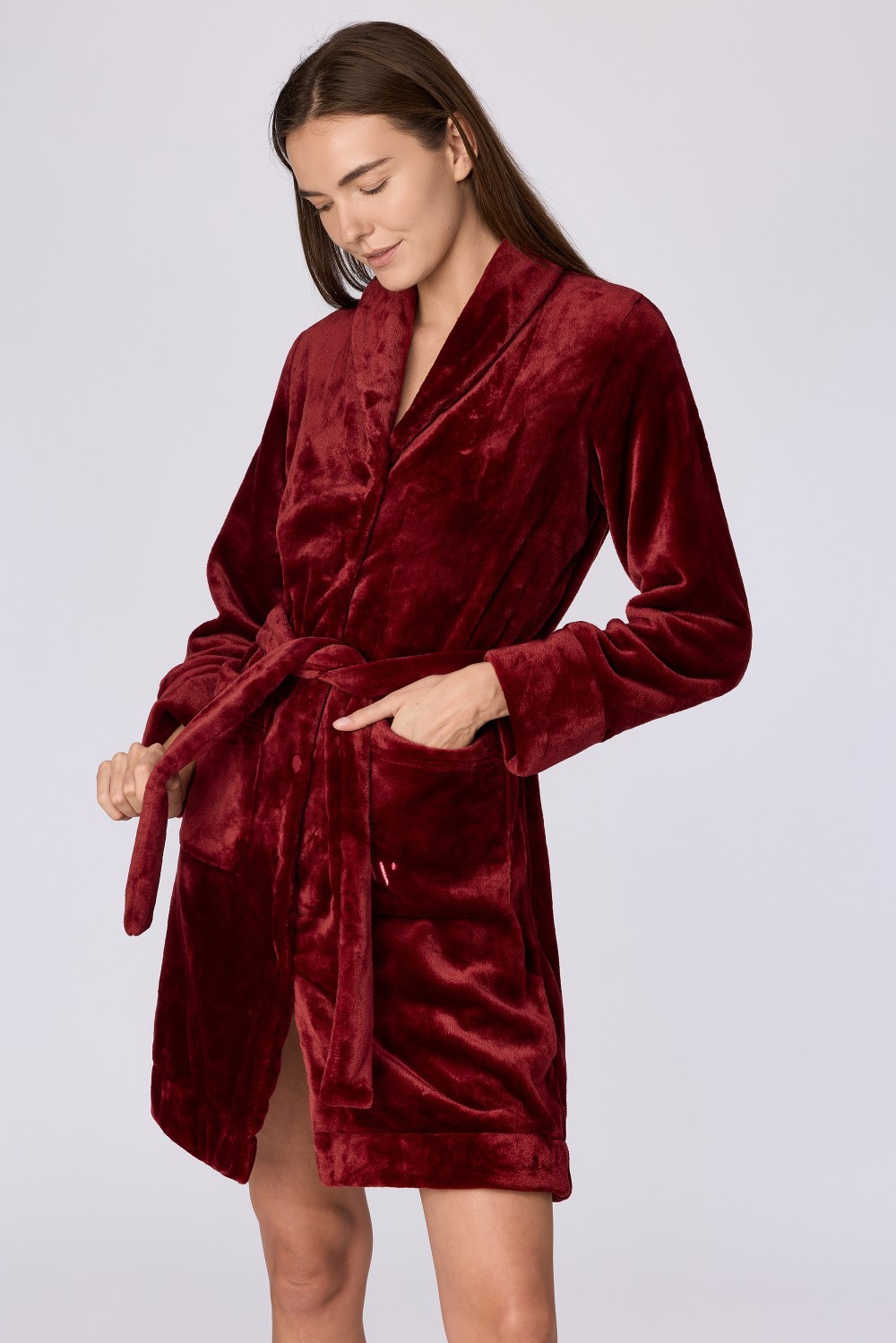 Bordeaux badjas van fleece