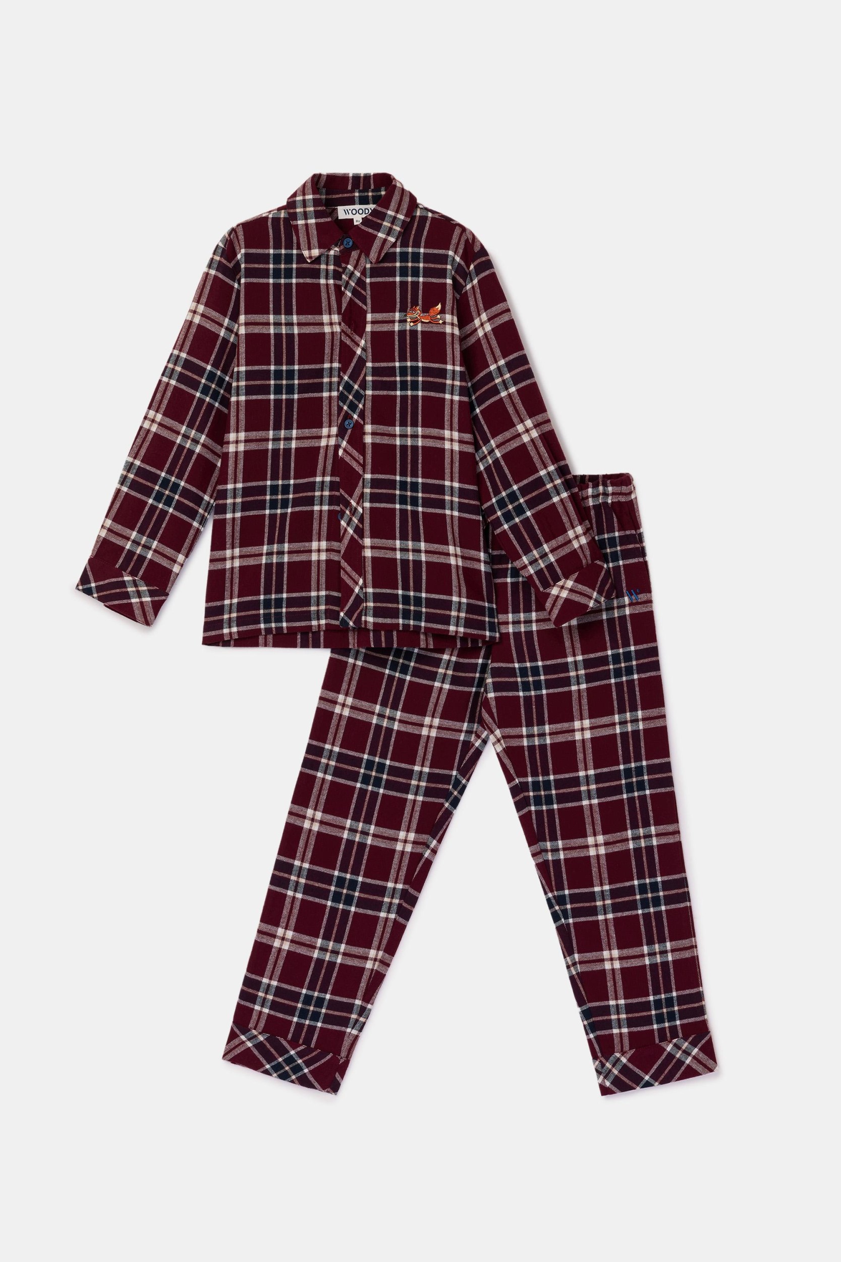 Bordeaux-blauwe pyjama van geweven katoen