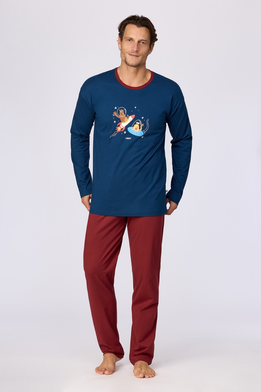 Bordeaux-blauwe pyjama van katoen