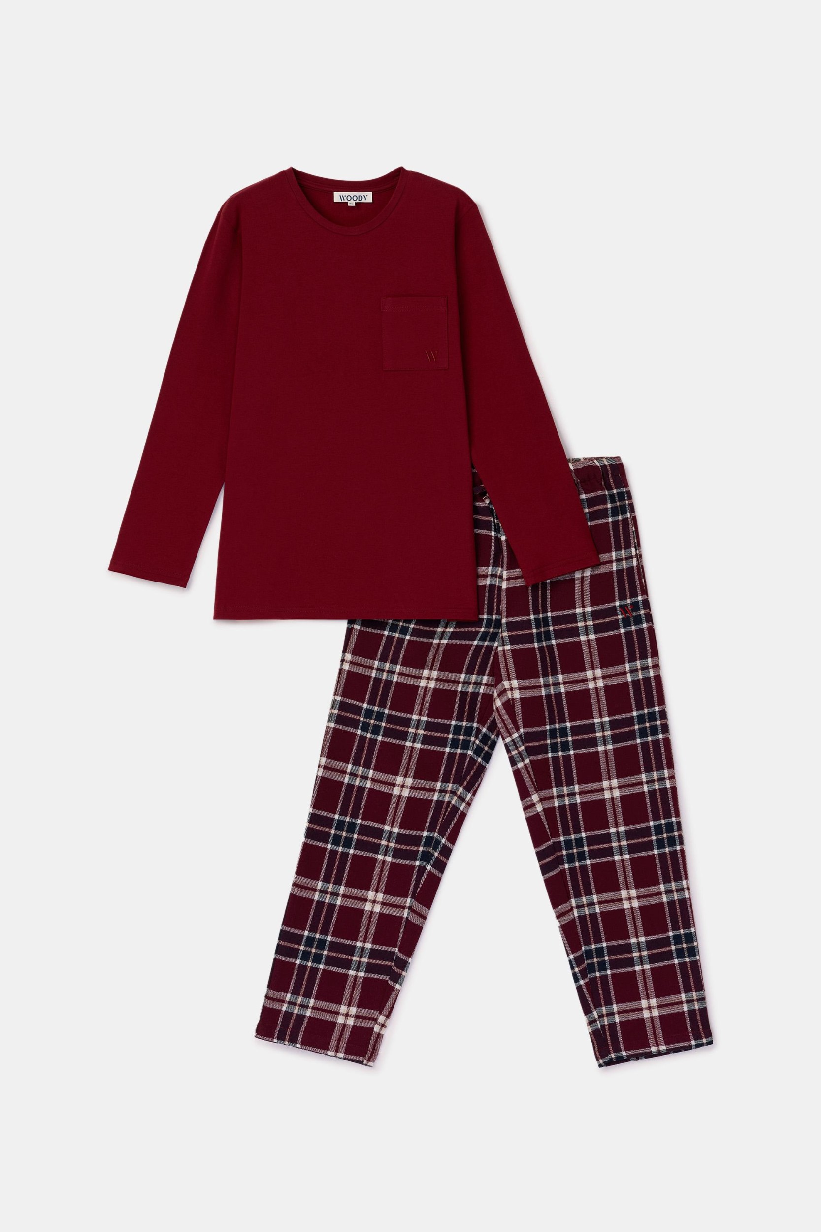 Bordeaux pyjama van geweven katoen