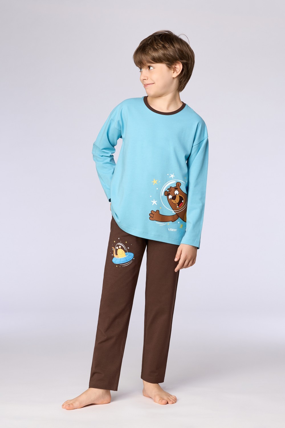 Bruin-blauwe pyjama van katoen