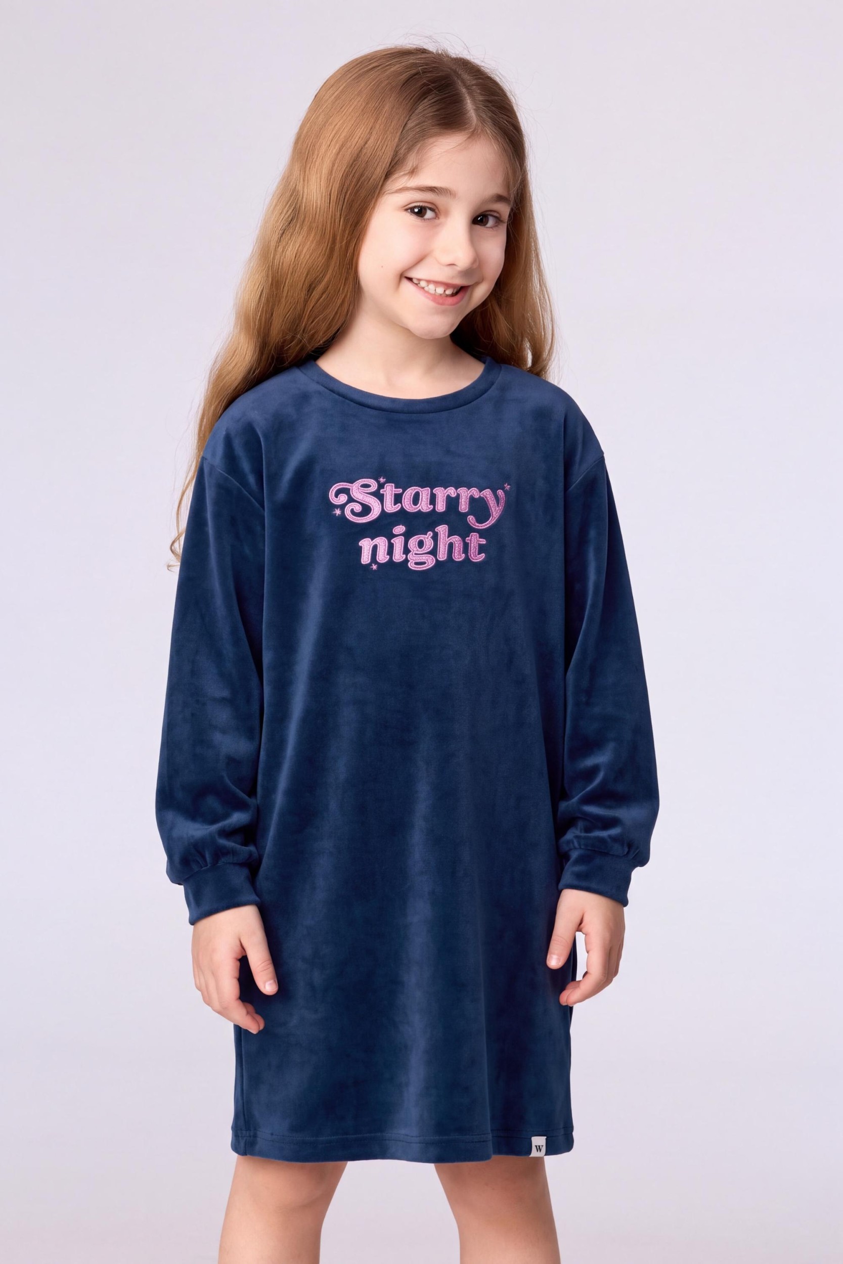 Donkerblauw slaapkleedje van velours