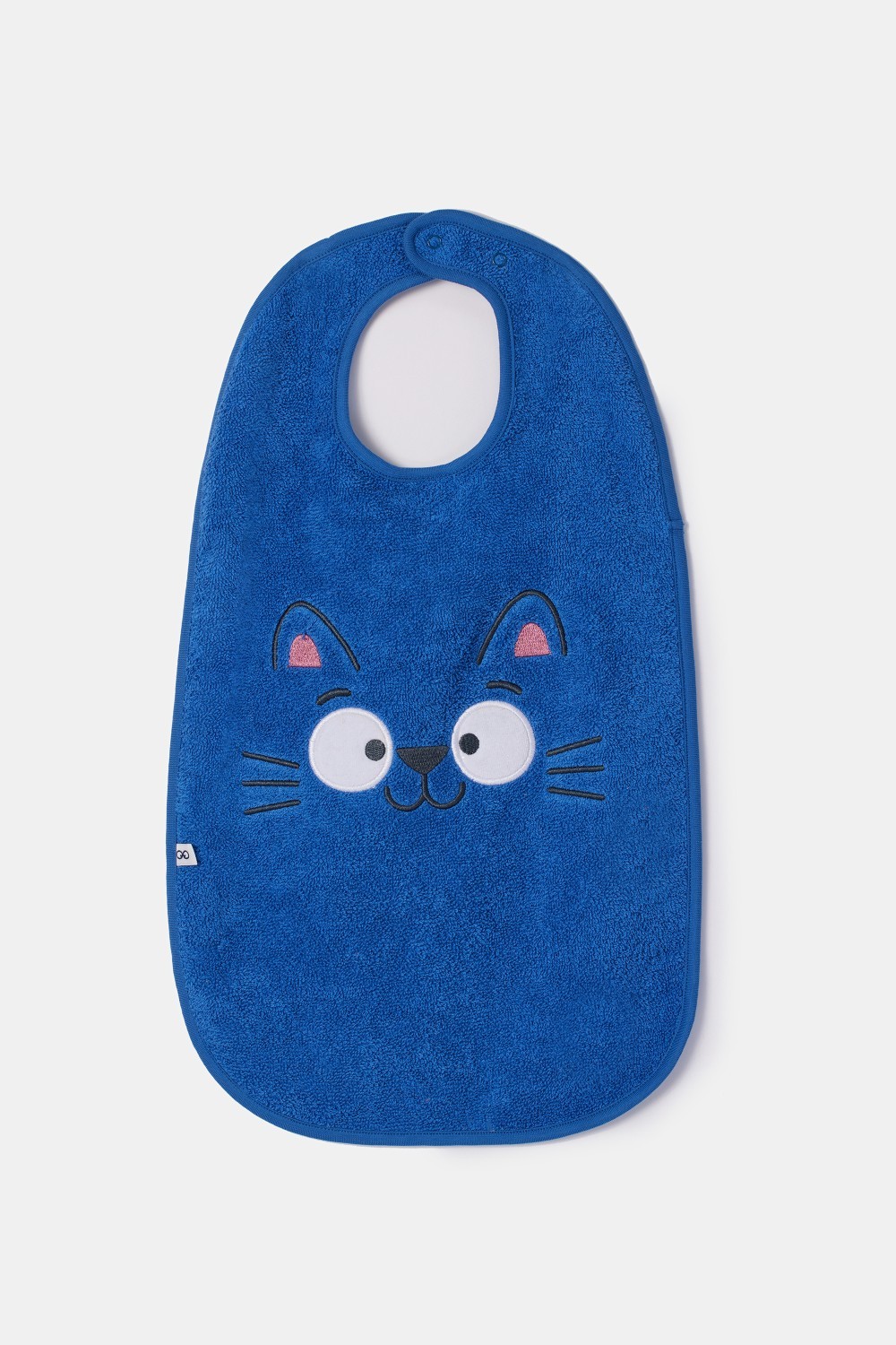 Donkerblauw slabbetje met kat