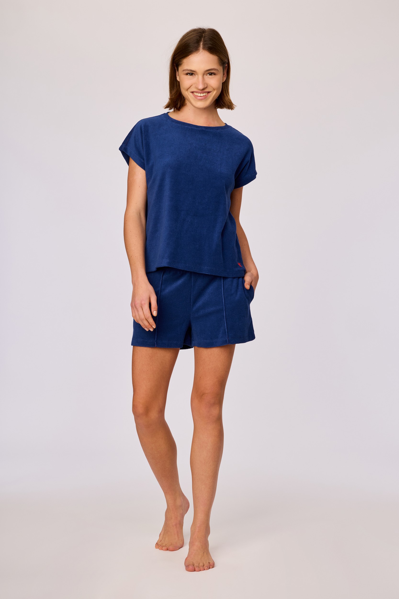 Donkerblauwe set van badstof