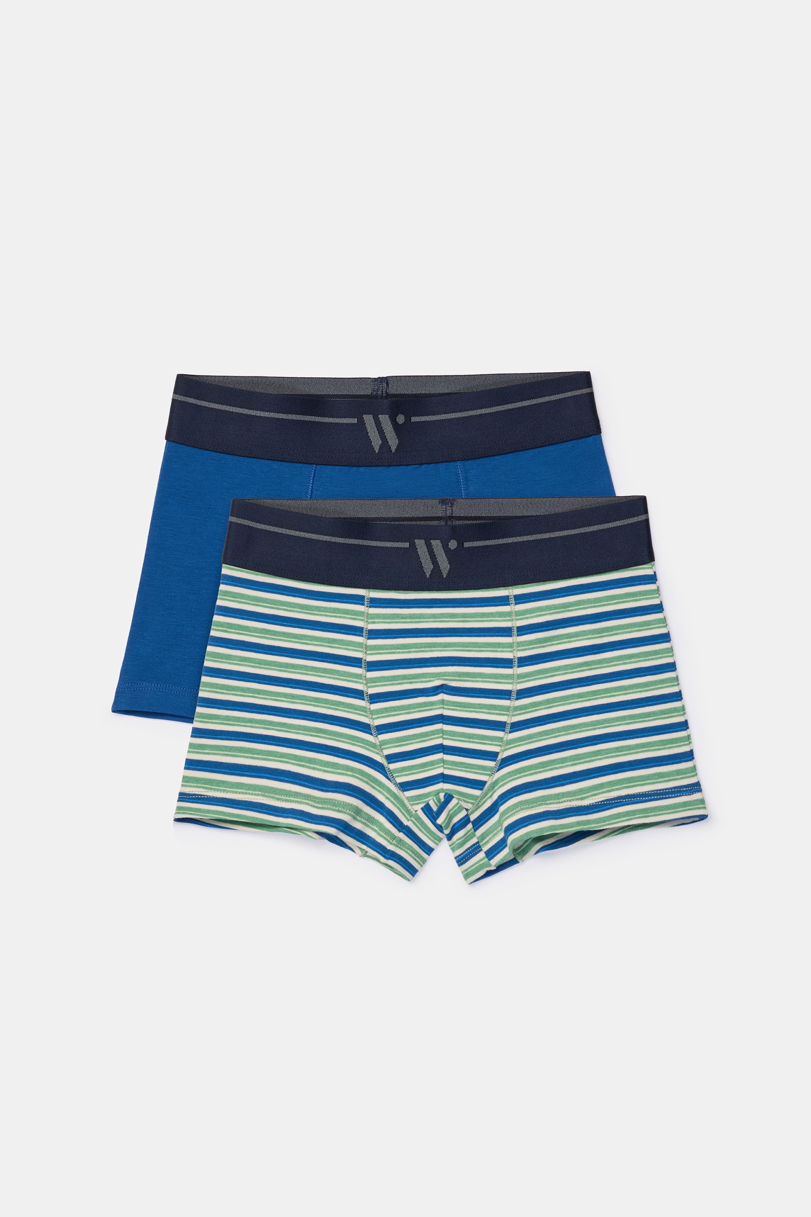 Duopack boxershorts van stretch katoen - effen blauw en gestreept