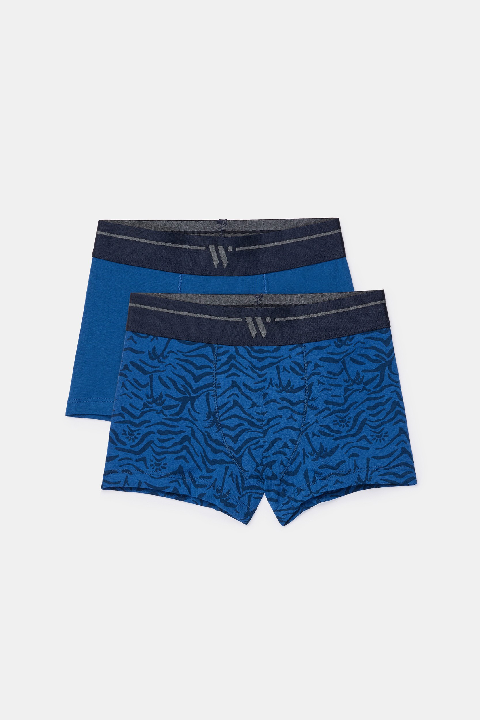 Duopack boxershorts van stretch katoen - effen blauw en print