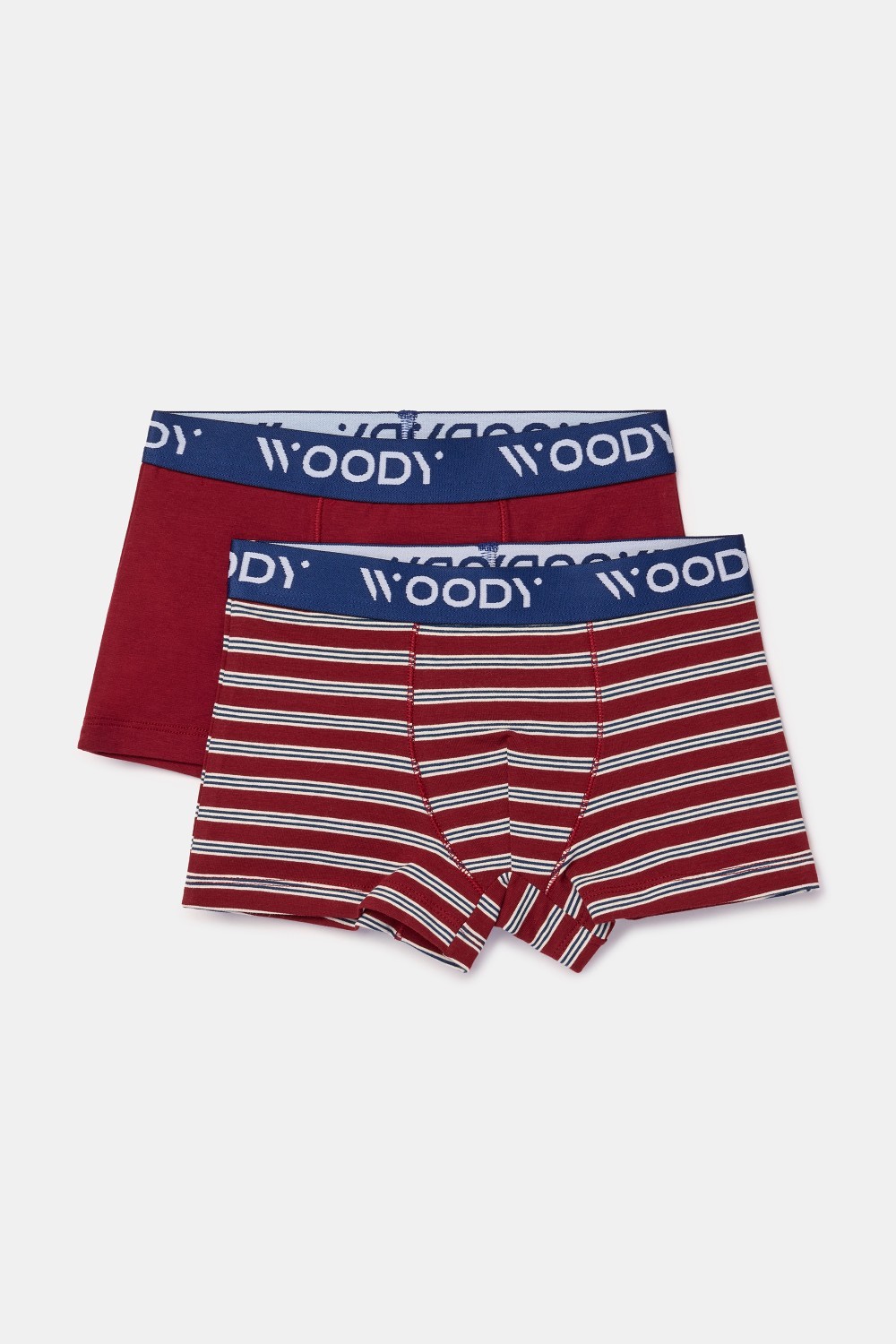 Duopack boxershorts van stretch katoen - Effen bordeaux en gestreept