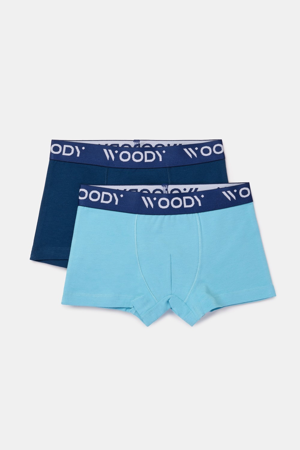 Duopack boxershorts van stretch katoen - Effen licht- en donkerblauw