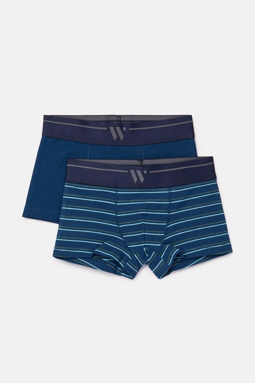 Duopack korte boxershorts van stretch katoen - effen blauw en gestreept