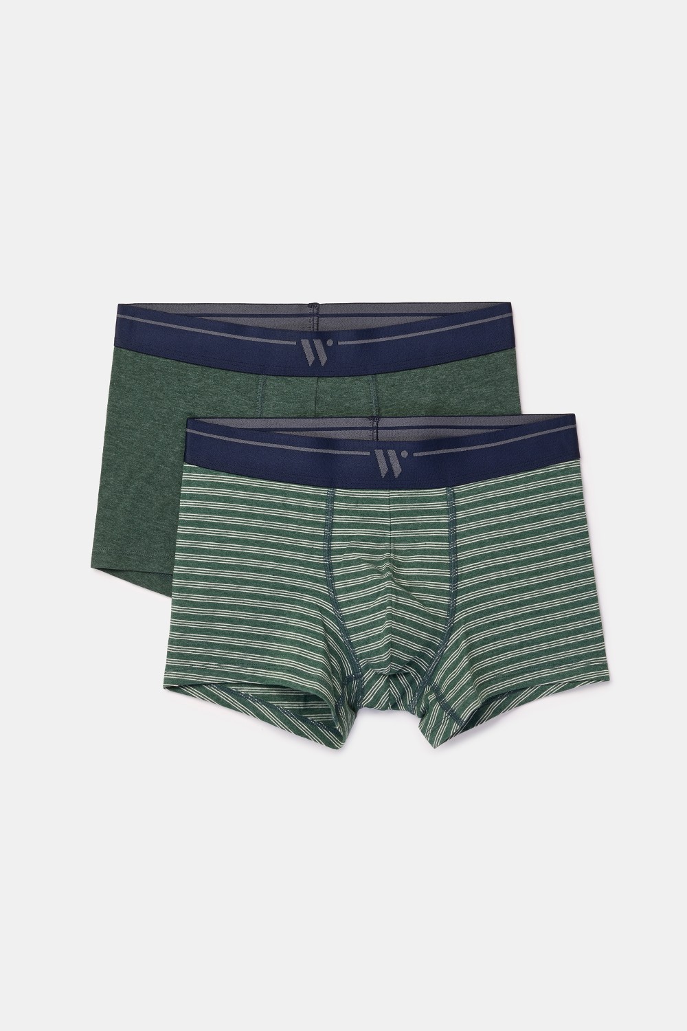 Duopack korte boxershorts van stretch katoen - effen groen en gestreept