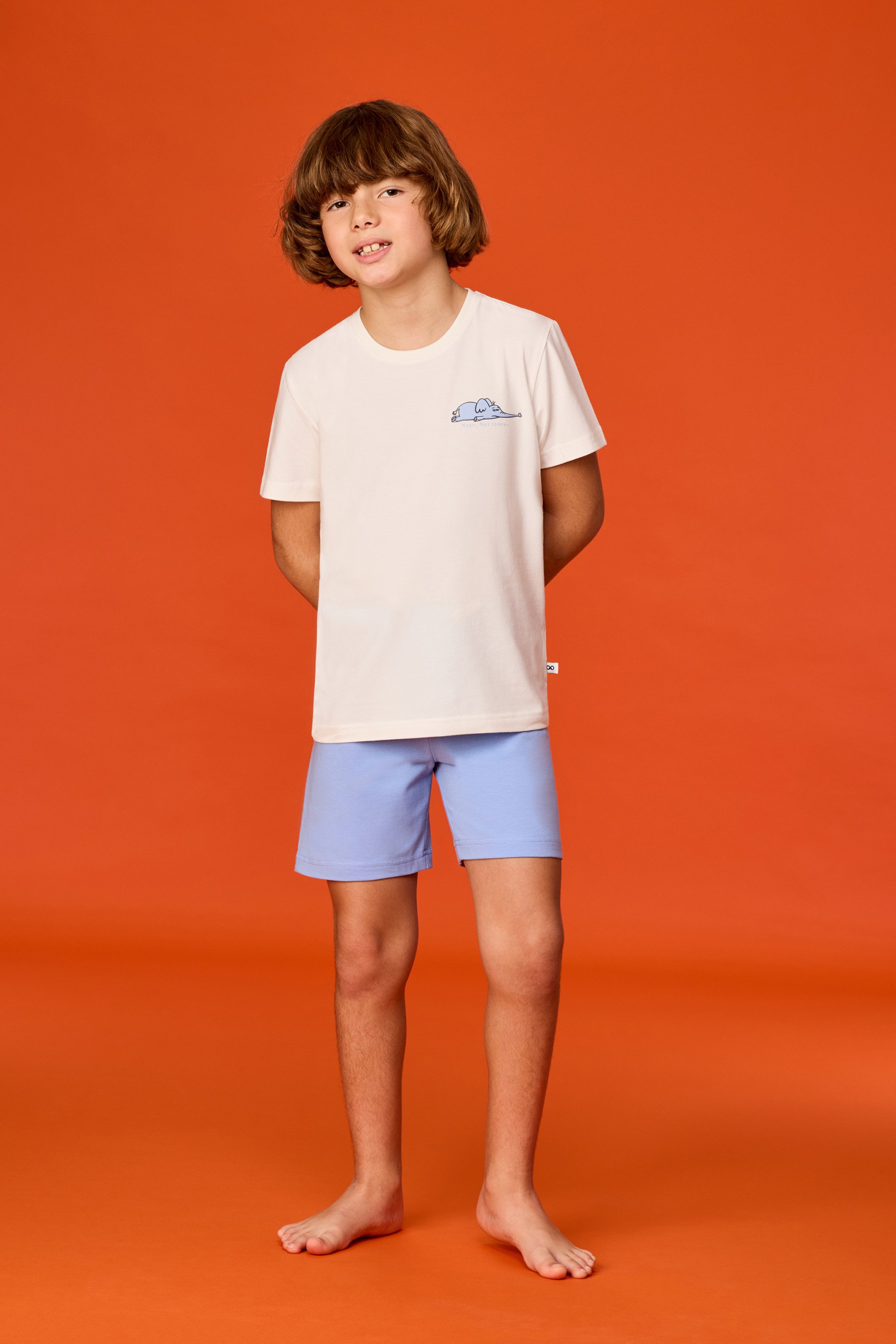 Ecru-blauwe pyjama van soepel katoen