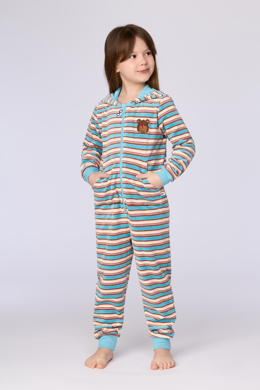 Gestreepte onesie van velours