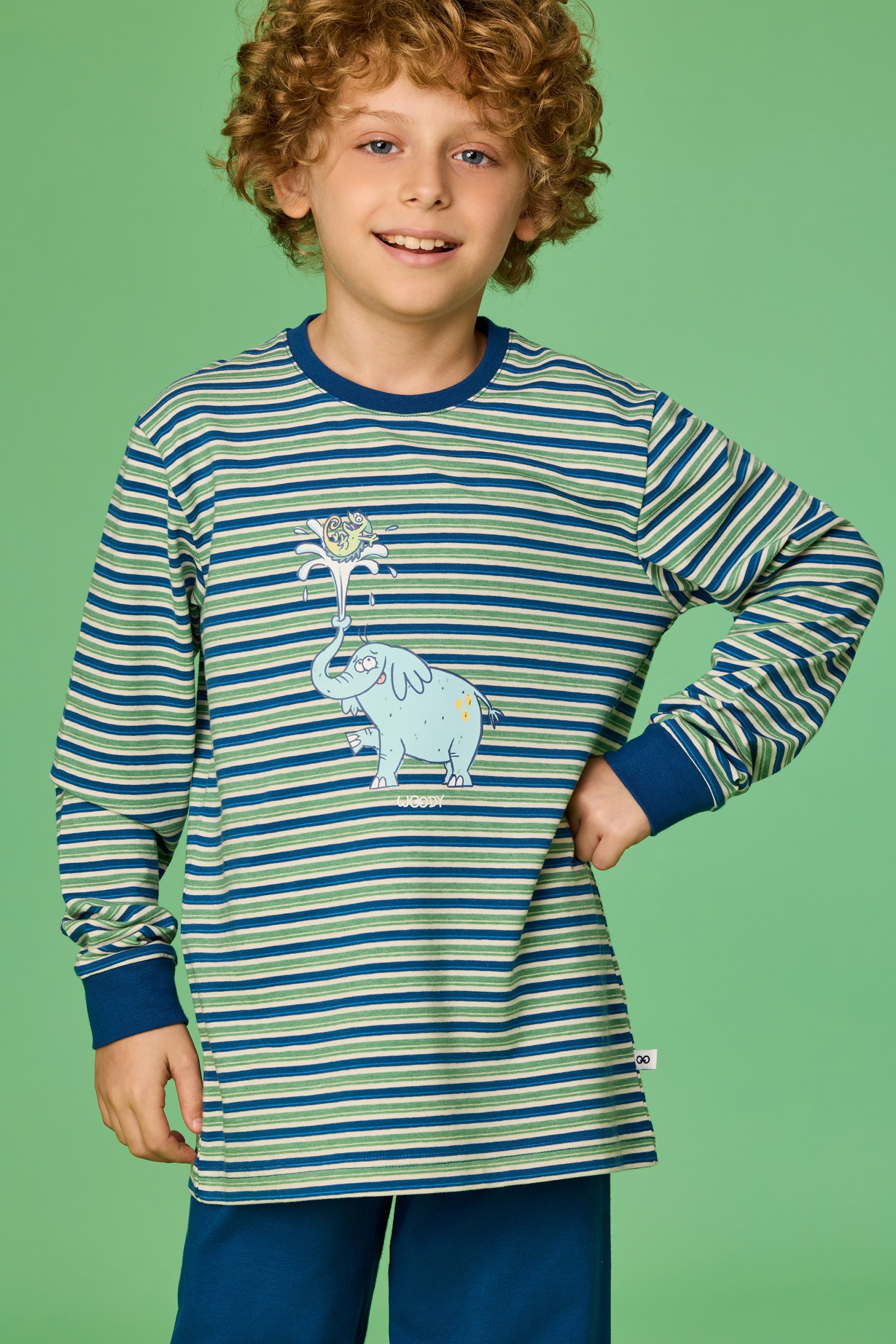 Groen-blauwe pyjama van soepel katoen