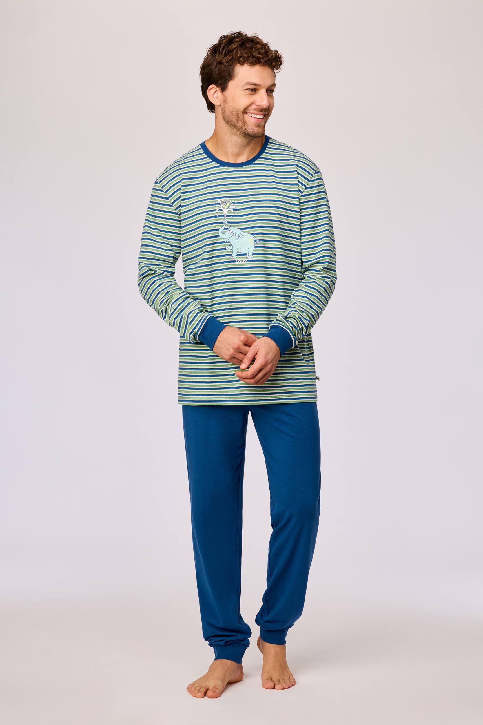 Groen-blauwe pyjama van soepel katoen