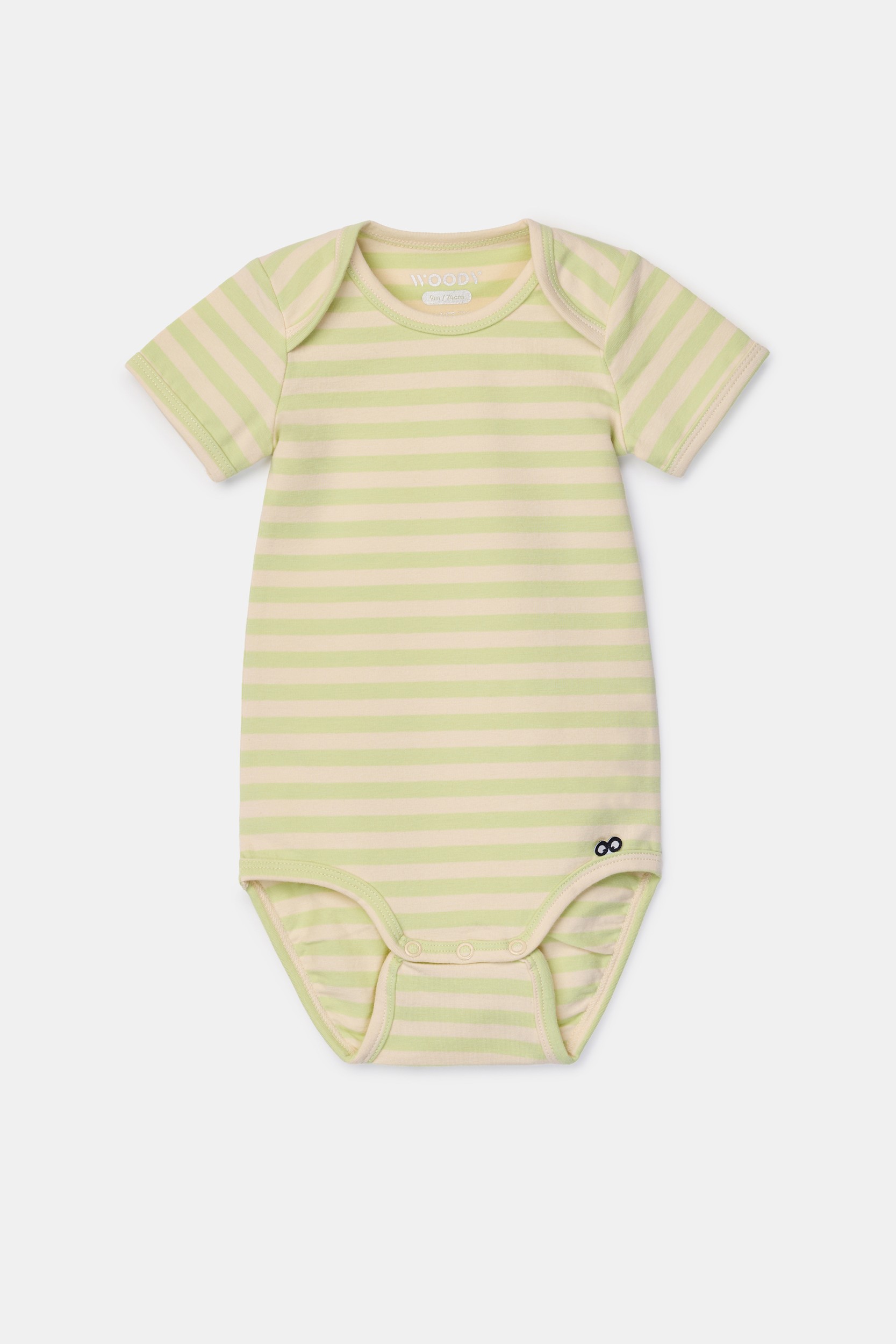 Groen gestreepte body met korte mouwen van soepel katoen