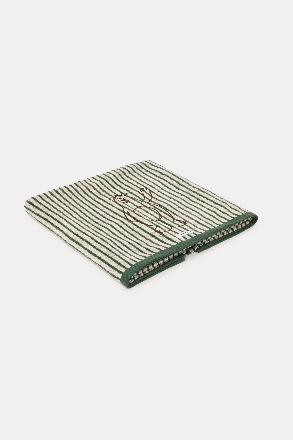 Groene gestreepte handdoek van badstof